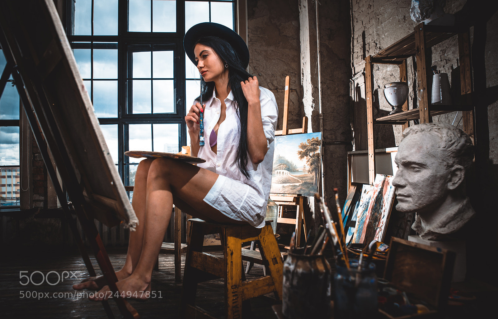 Nikon D610 sample photo. Young woman painter in photography