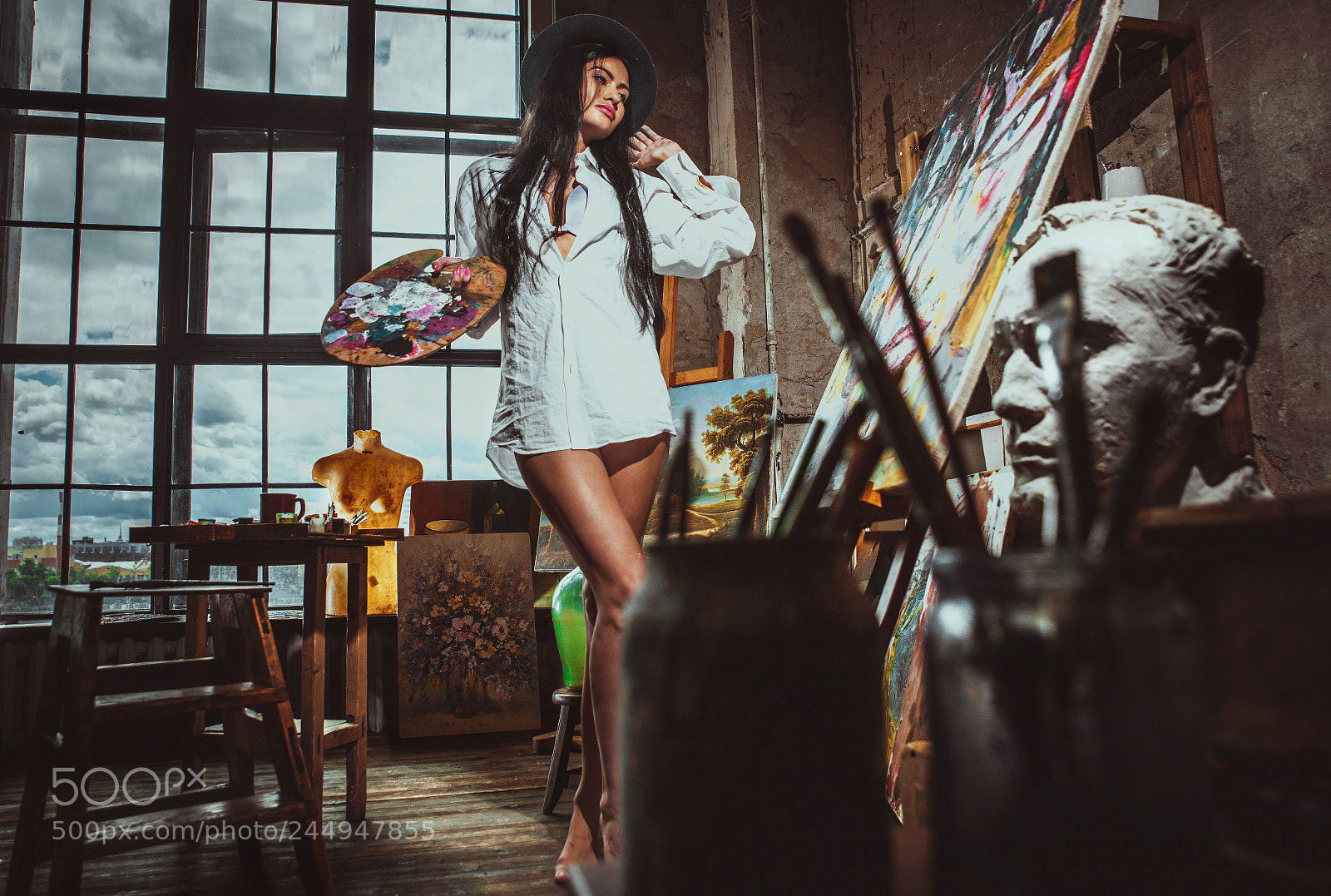 Nikon D610 sample photo. Young woman painter in photography