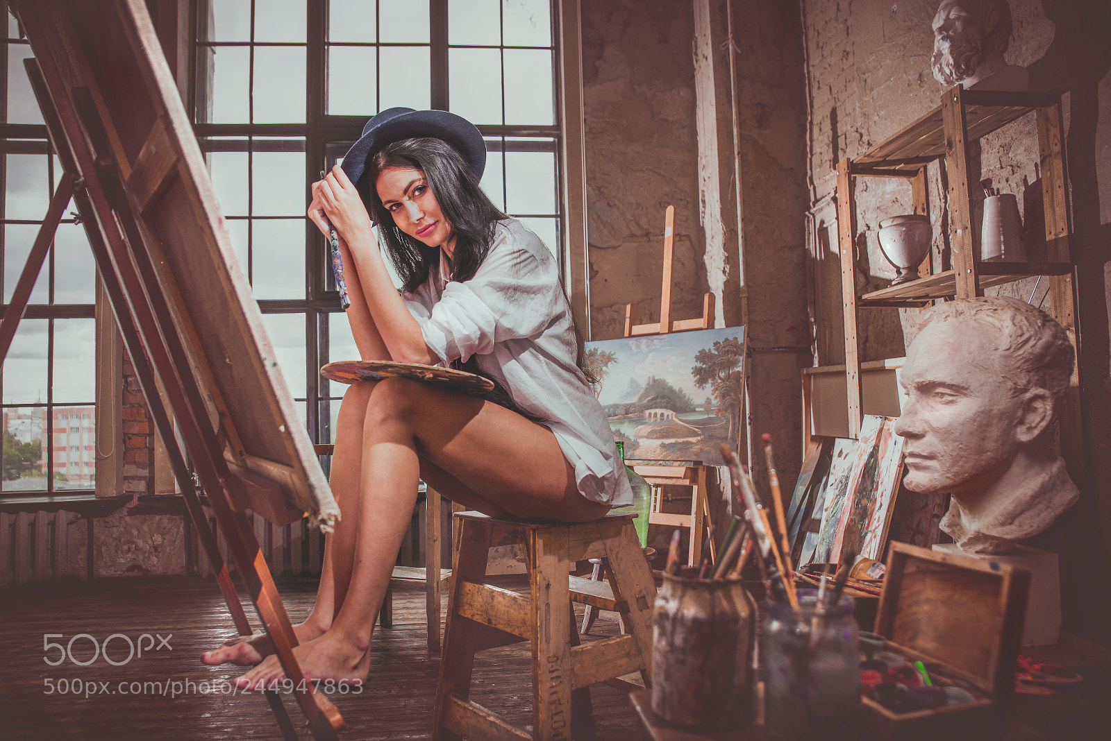 Nikon D610 sample photo. Young woman painter in photography