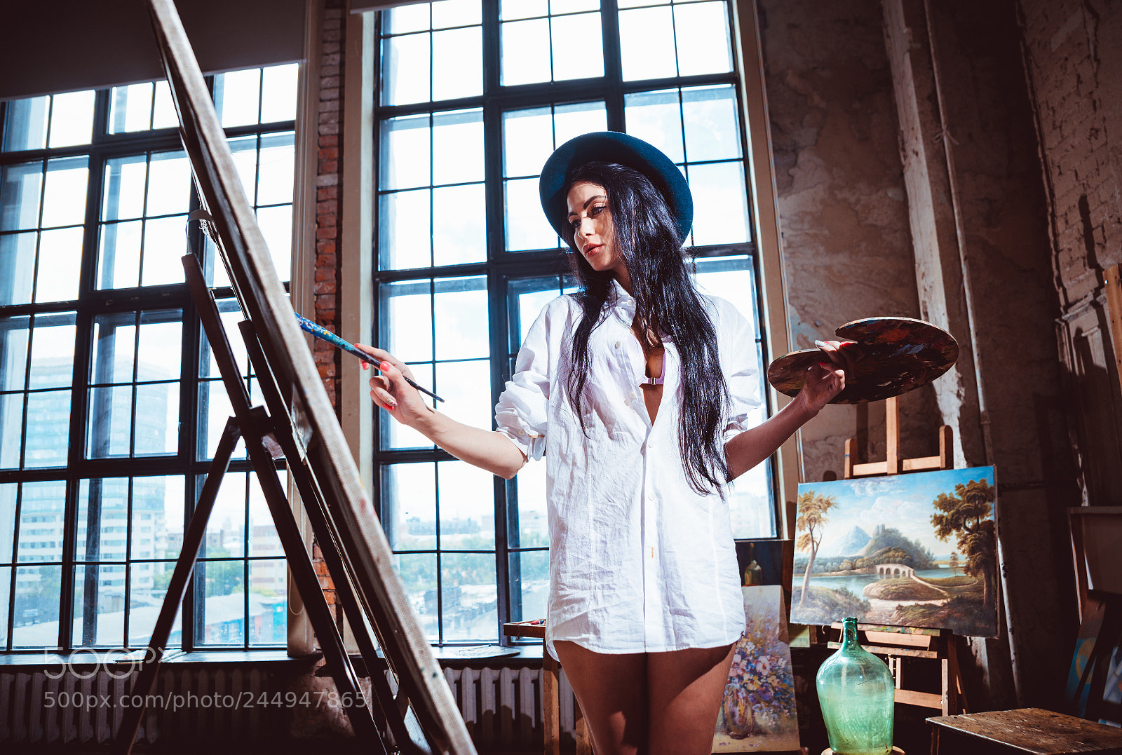 Nikon D610 sample photo. Young woman painter in photography