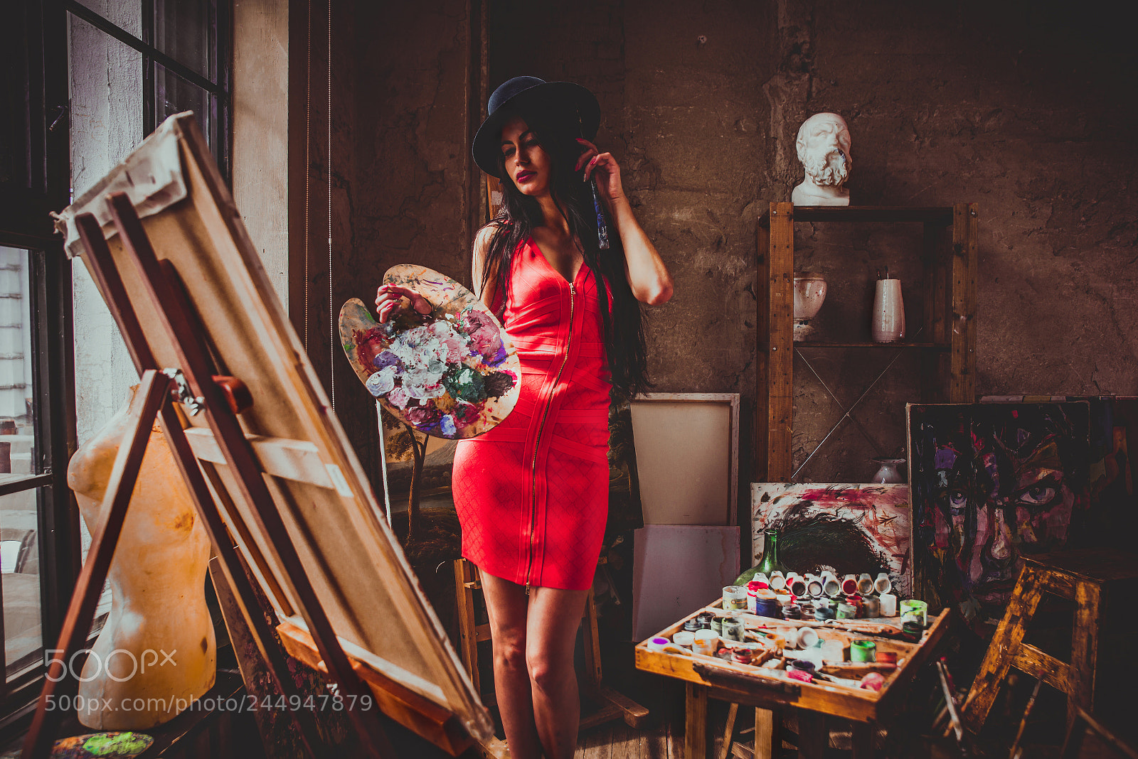Nikon D610 sample photo. Young woman painter in photography