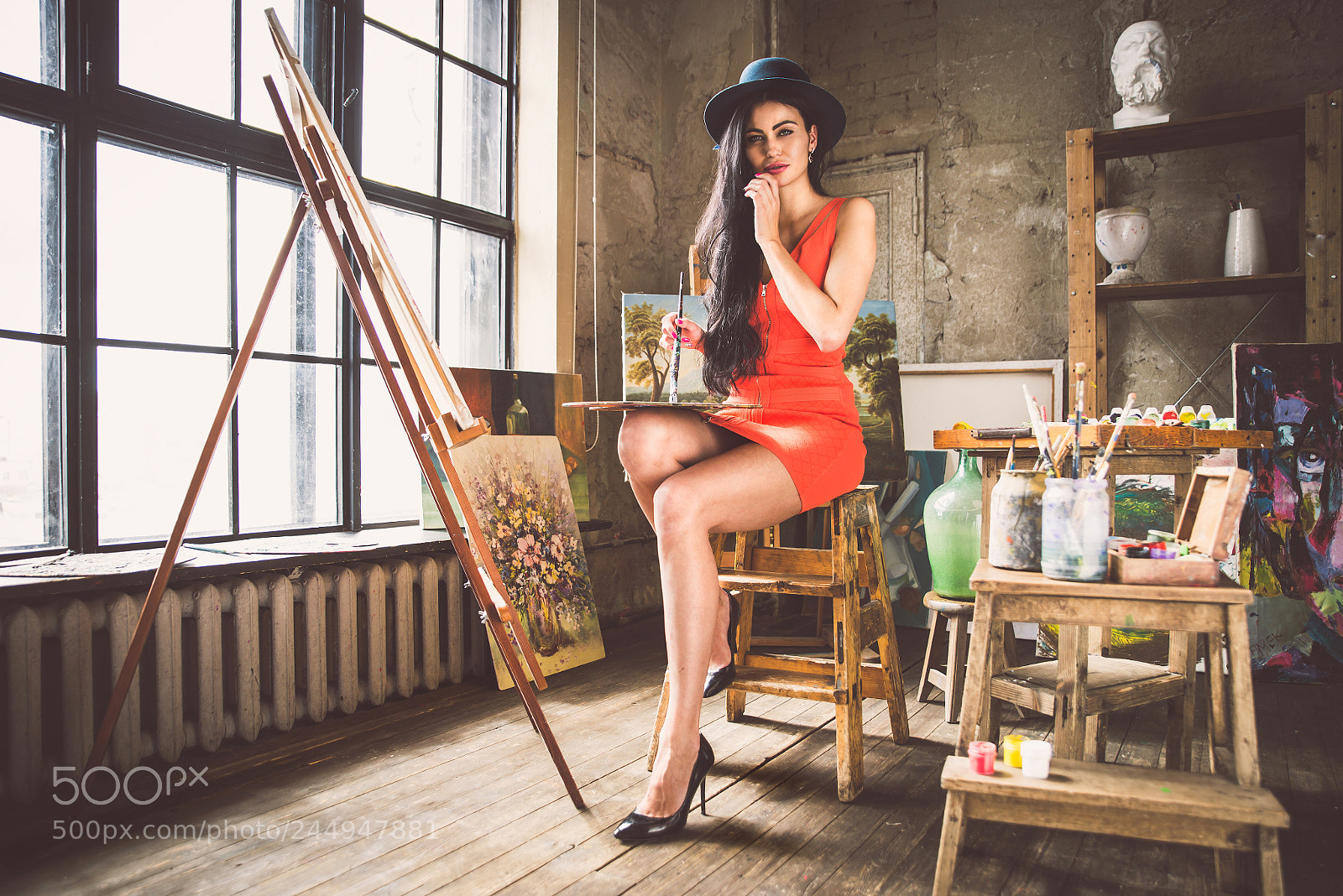 Nikon D610 sample photo. Young woman painter in photography