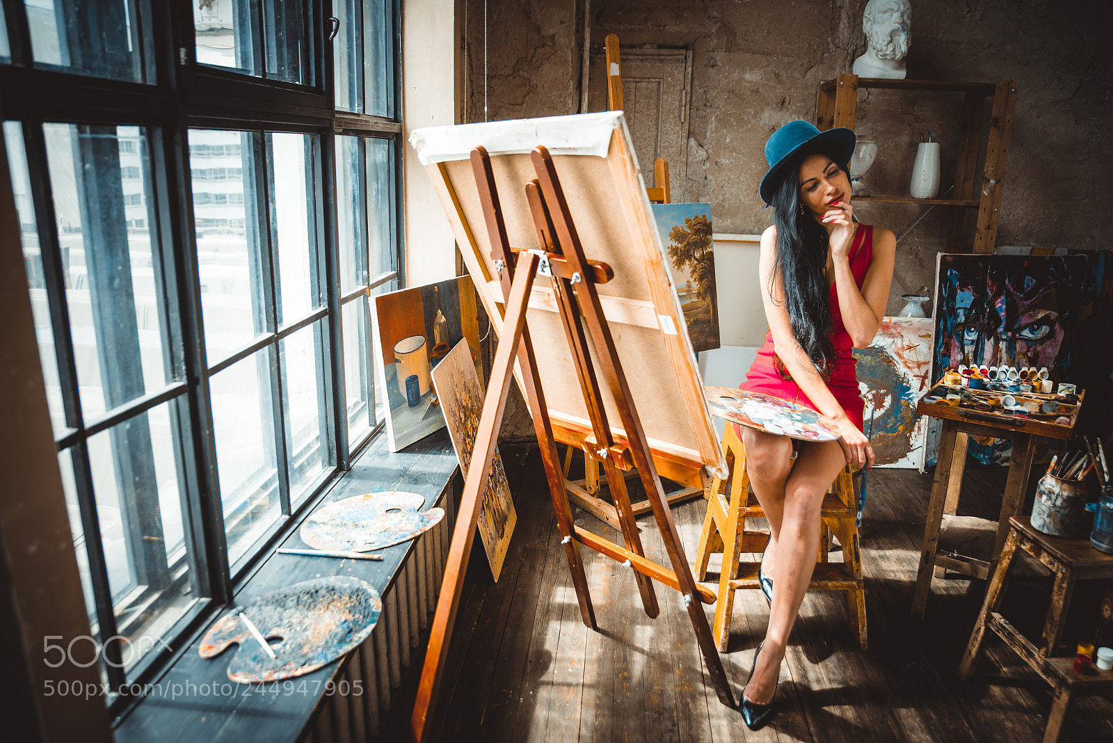 Nikon D610 sample photo. Young woman painter in photography