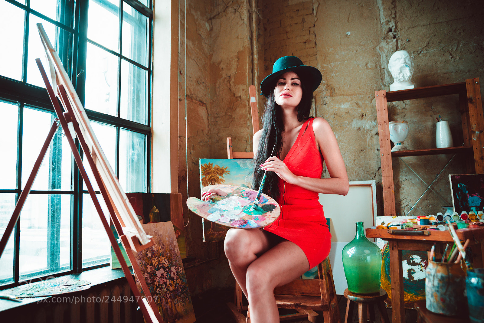 Nikon D610 sample photo. Young woman painter in photography