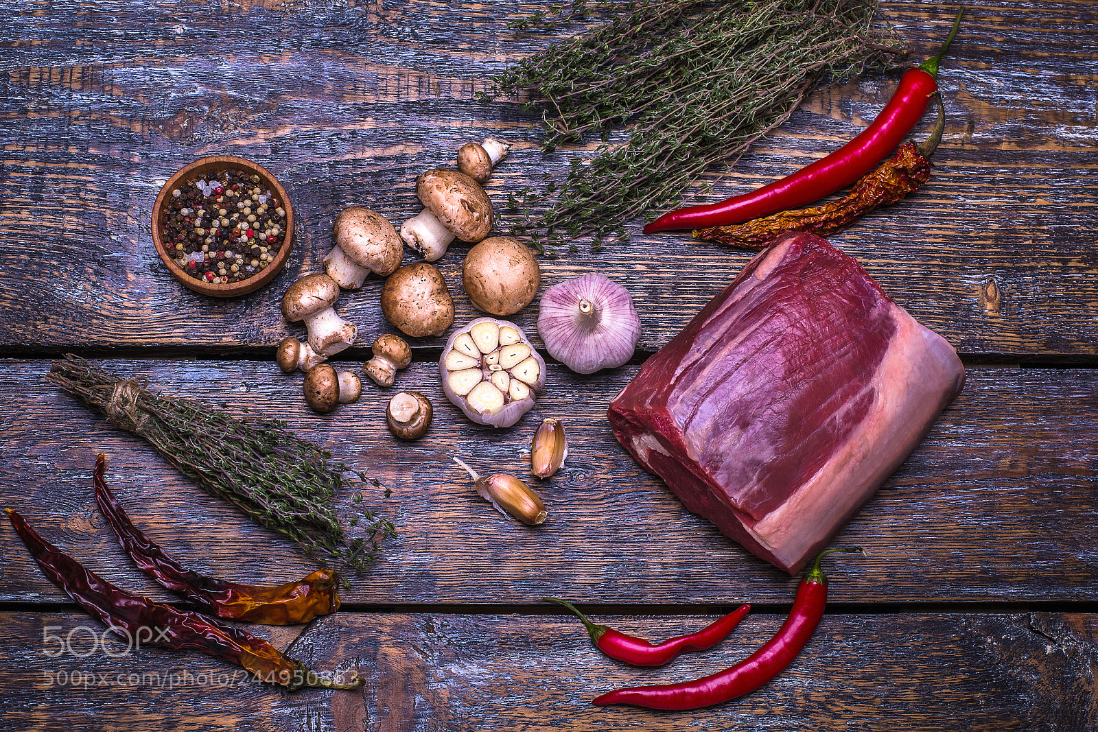 Nikon D610 sample photo. Raw beef steak, salt photography