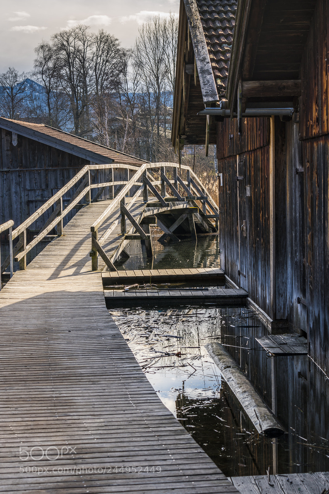 Sony a7R III sample photo. Wooden footbridge at boathouses photography