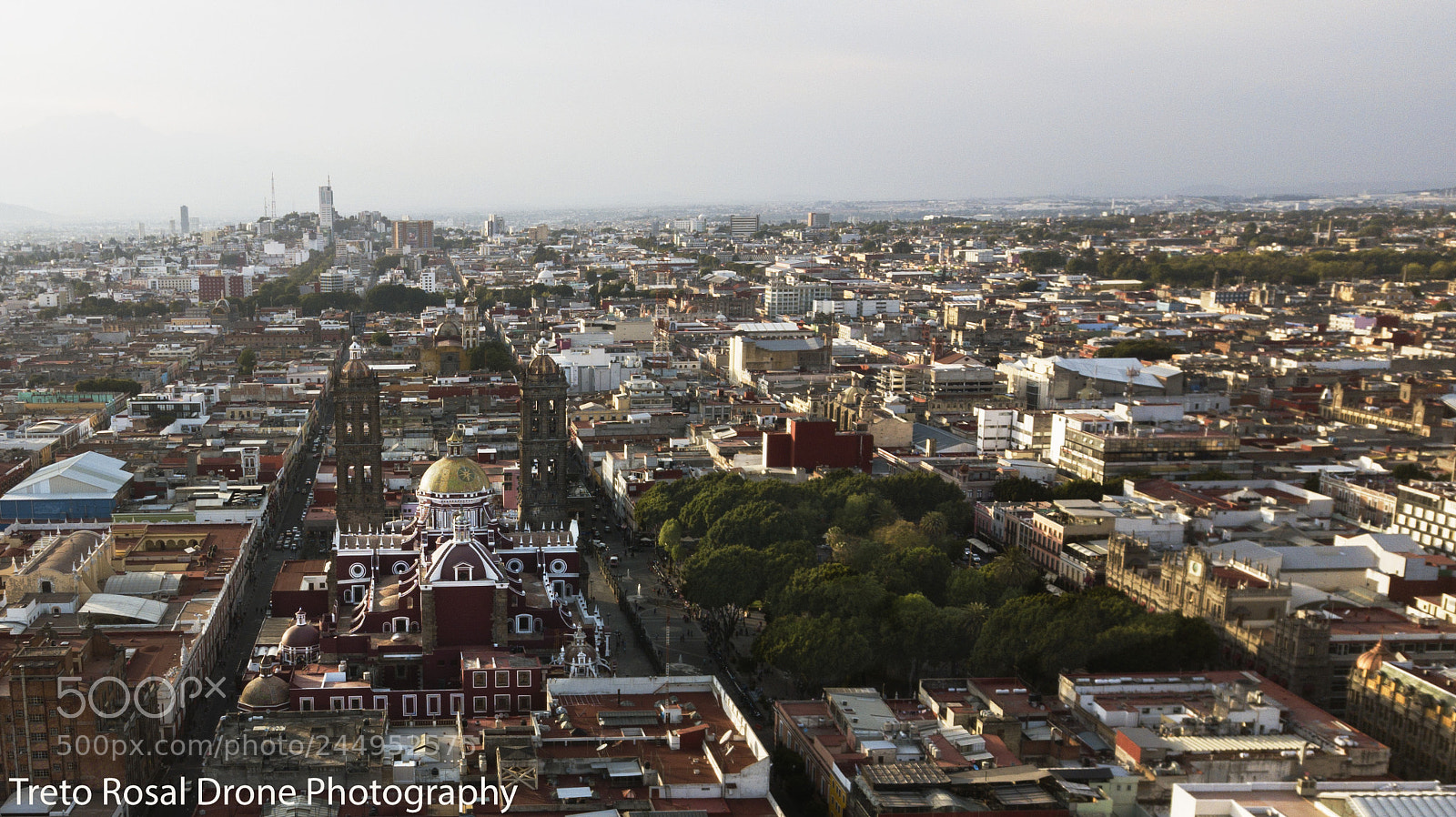 DJI FC220 sample photo. Puebla skyline and cathedral photography