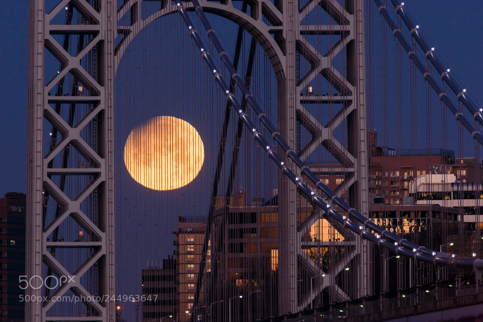 Nikon D600 sample photo. George washington bridge moonset photography