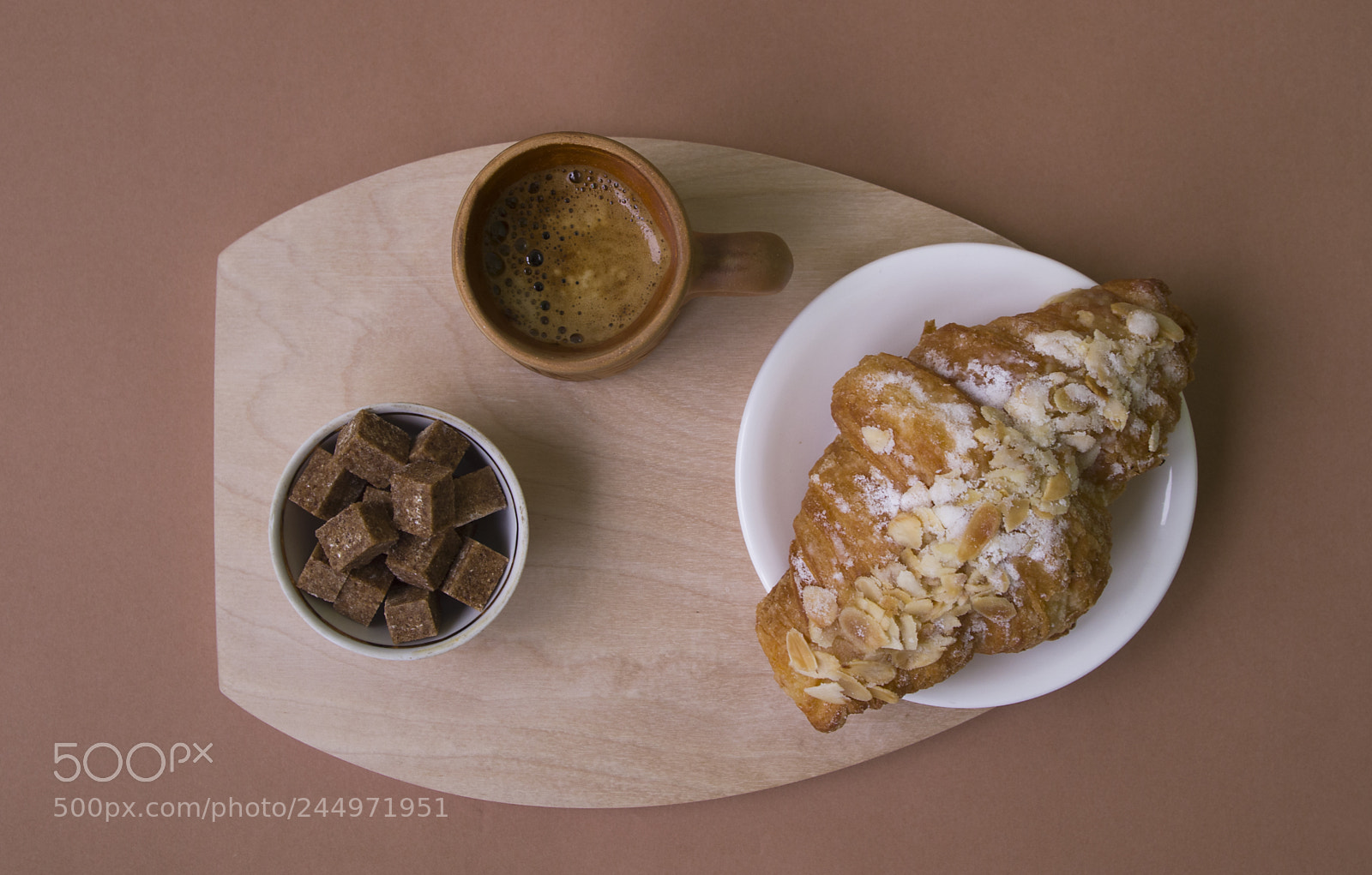 Pentax K-30 sample photo. Croissant, coffee, brown sugar photography