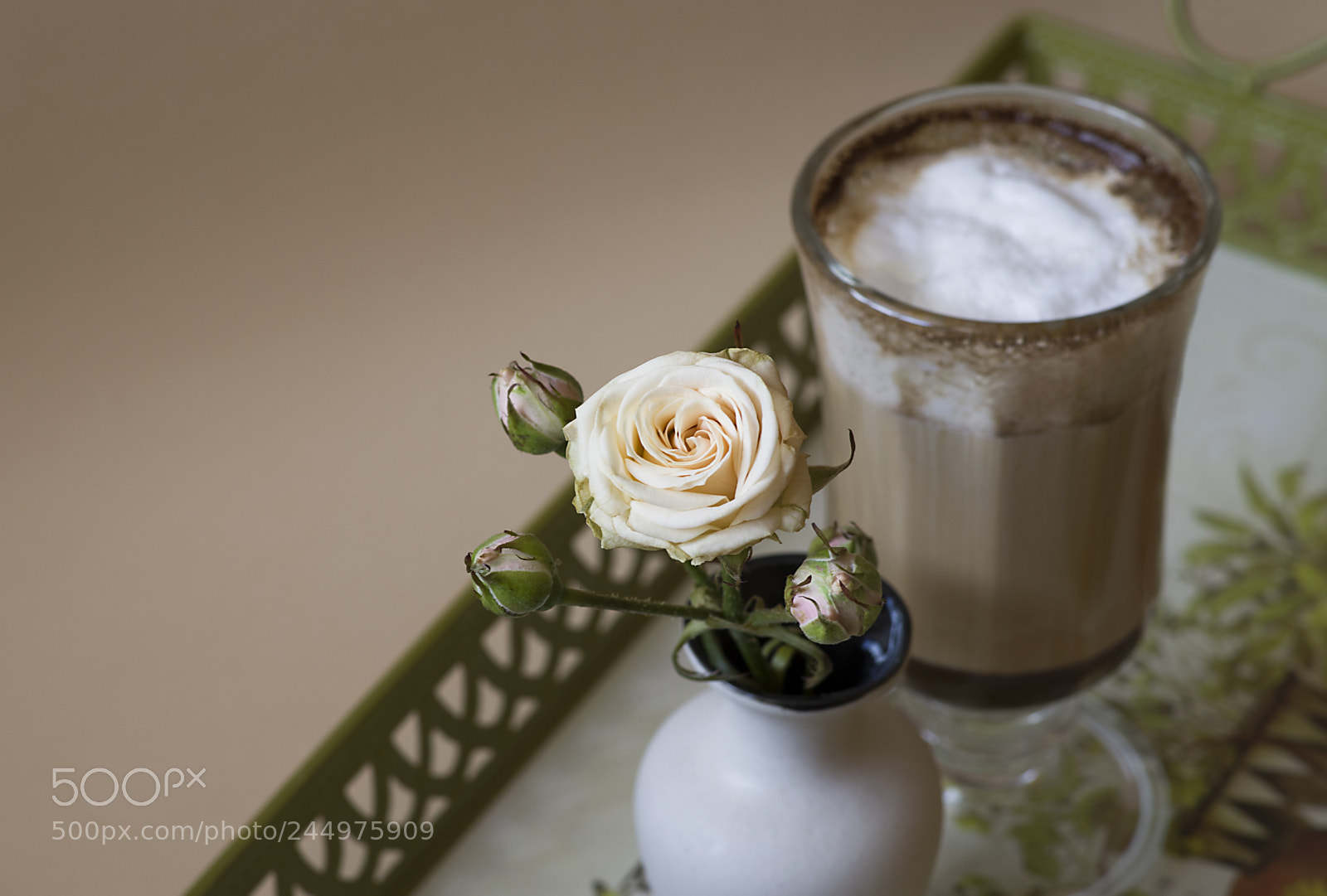 Pentax K-30 sample photo. Cappuccino with a rose photography