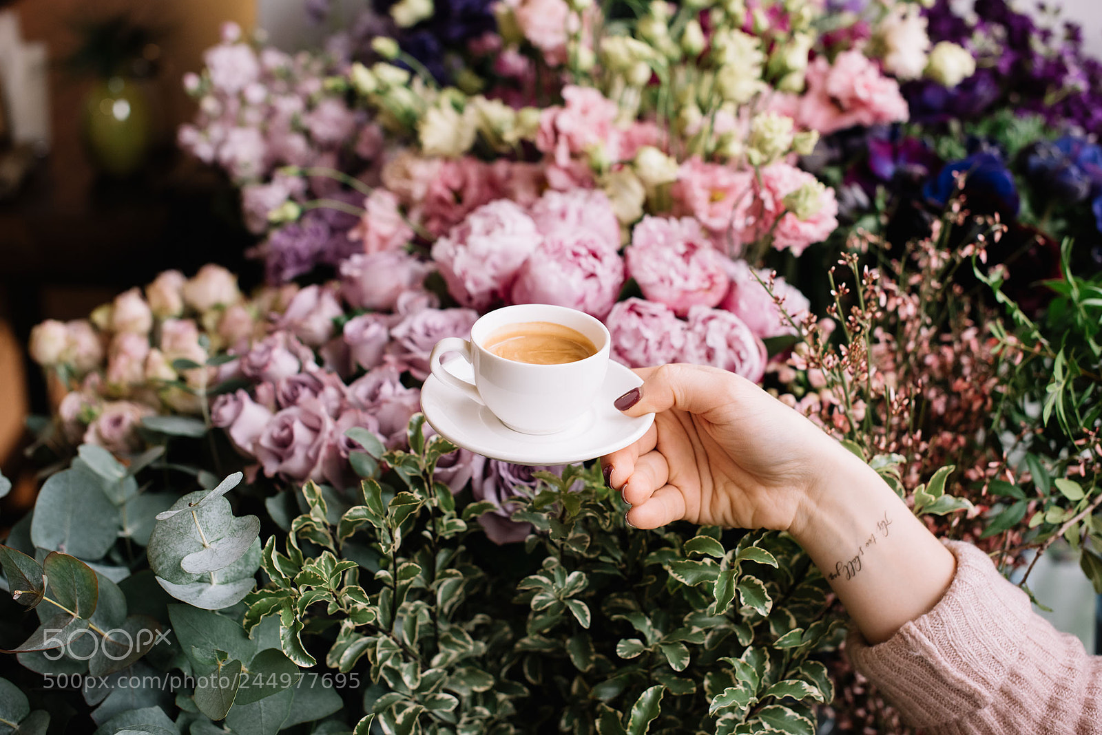 Nikon D810 sample photo. Coffee and flowers photography