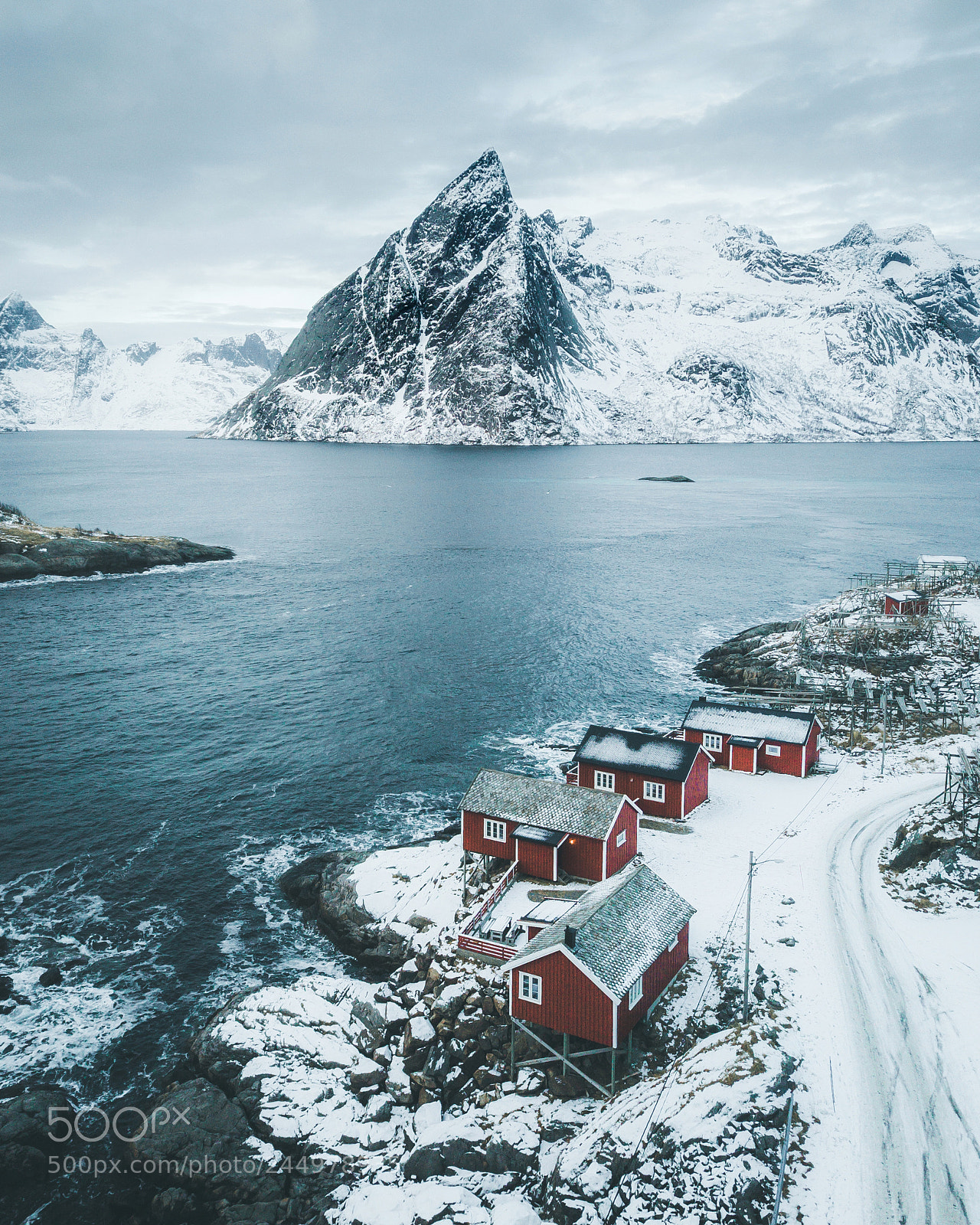 DJI FC220 sample photo. Cabin vibes in lofoten photography