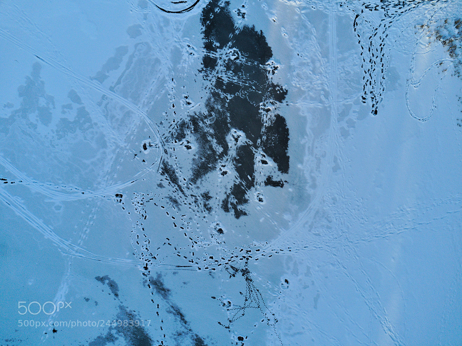 DJI FC220 sample photo. Footprints on the ice photography