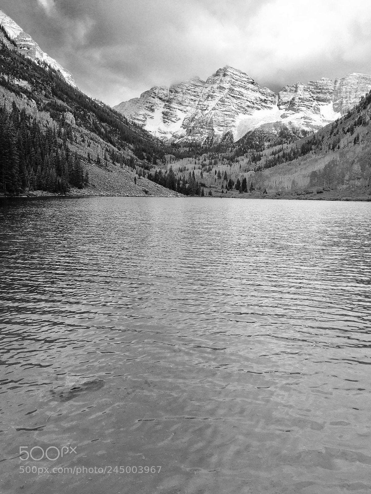Apple iPhone 6s Plus sample photo. Maroon bells (b&w) photography