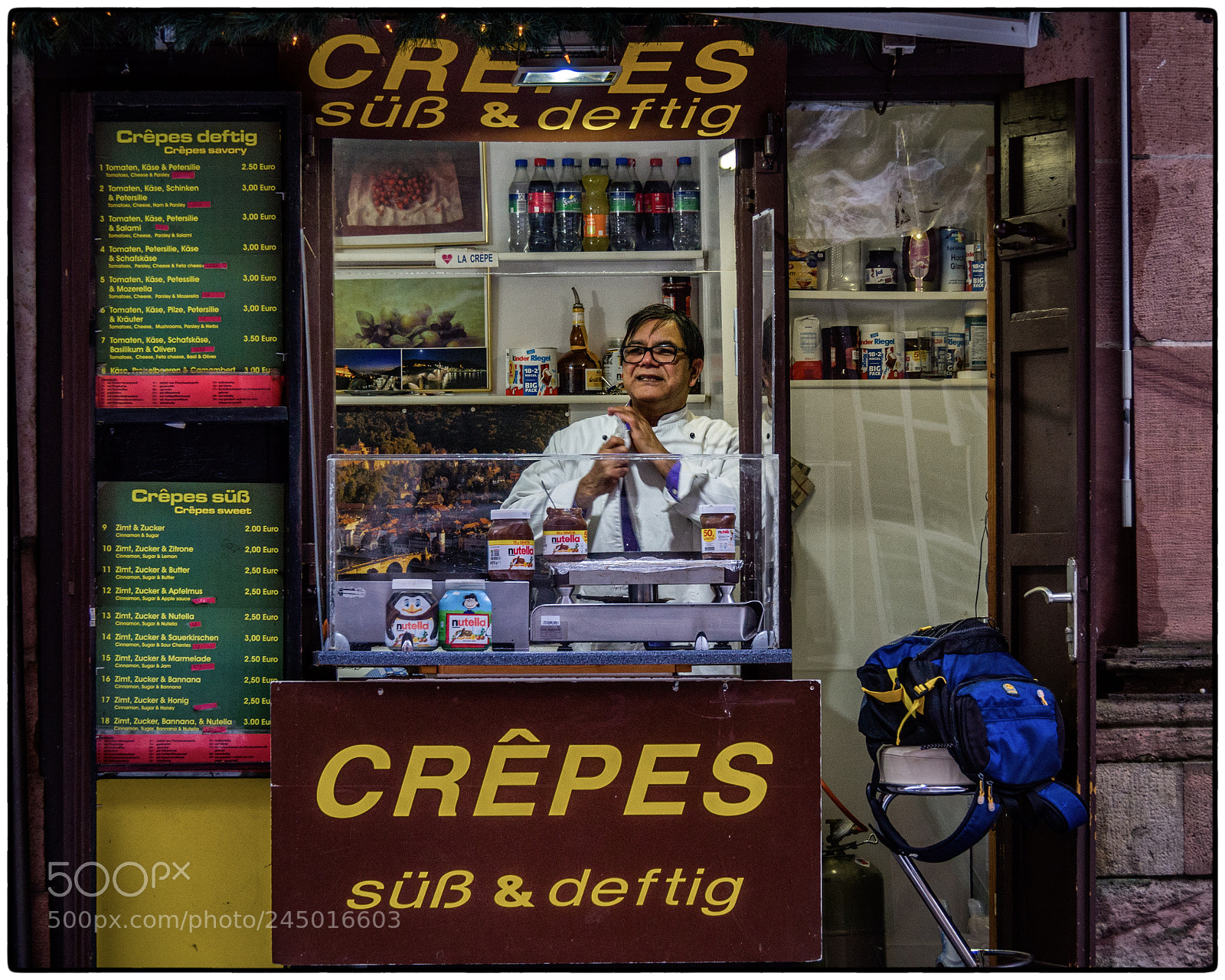 Olympus OM-D E-M10 II sample photo. Crêpes on sale photography
