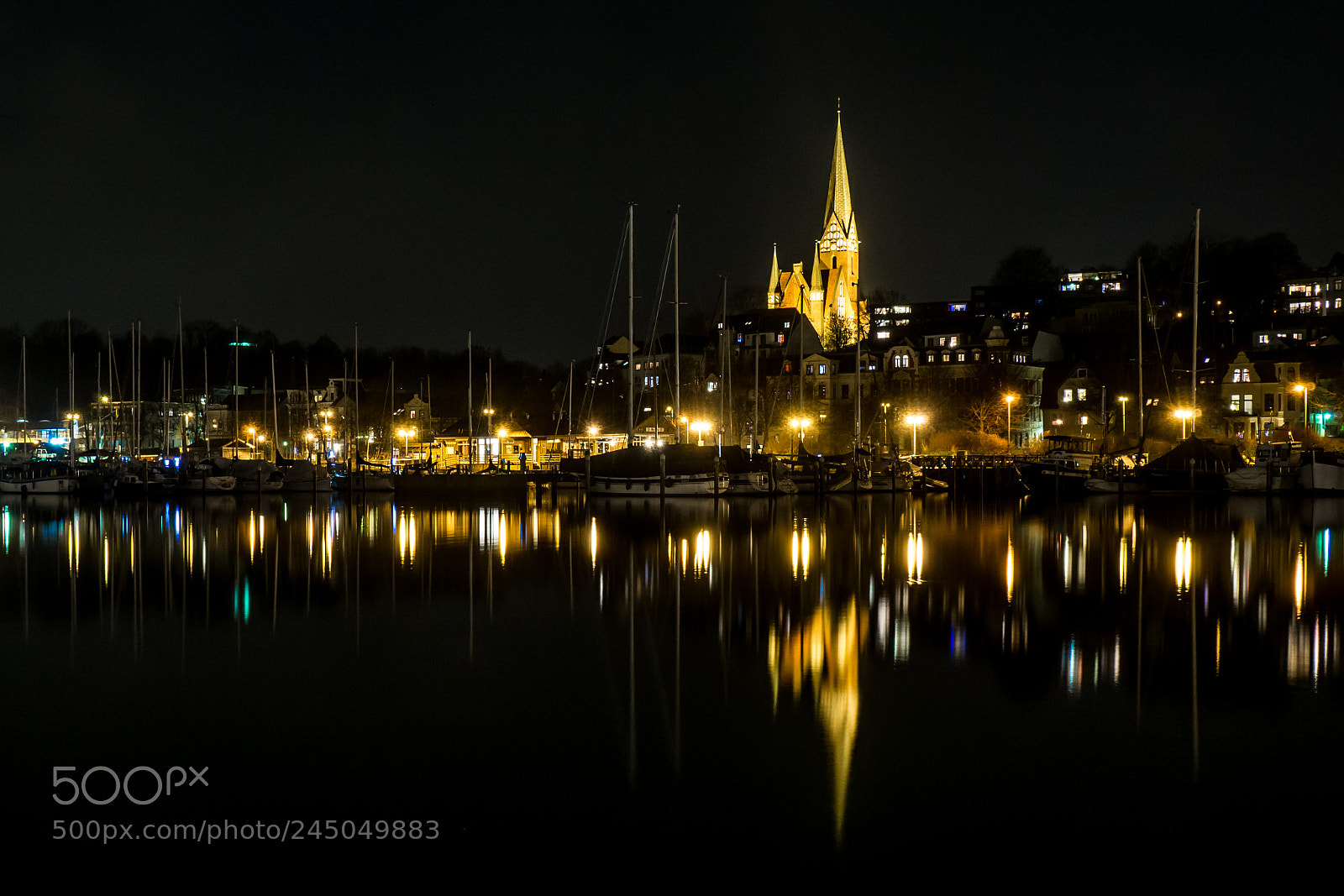 Olympus OM-D E-M10 sample photo. Flensburg night panorama photography