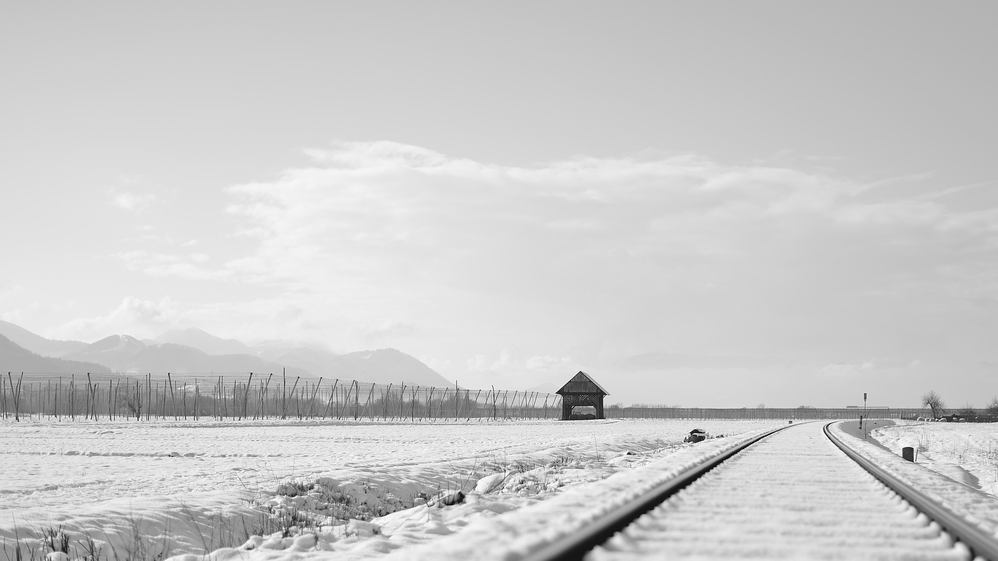 Nikon Df + Nikon AF-S Nikkor 50mm F1.8G sample photo. Rails through savinja valley - winter photography