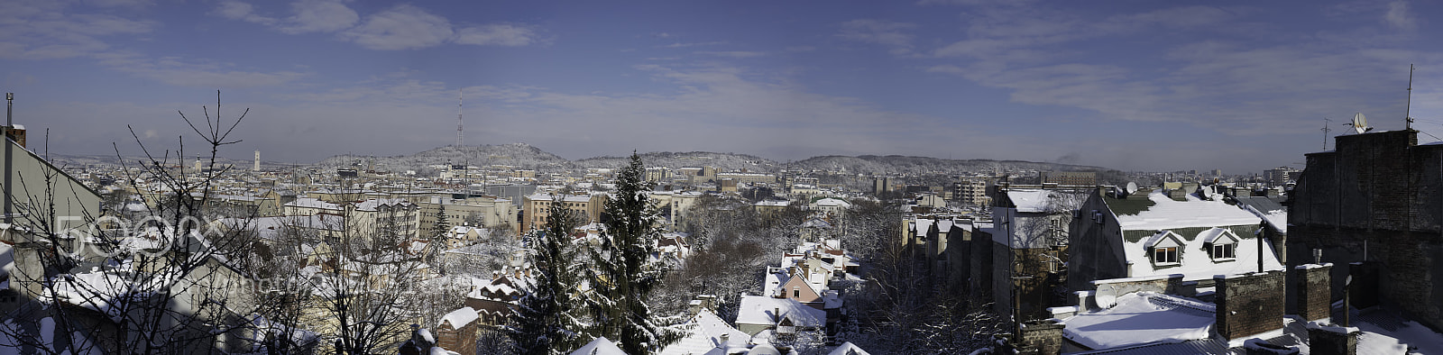 Sony Alpha NEX-5T sample photo. Snowy panorama in lviv photography