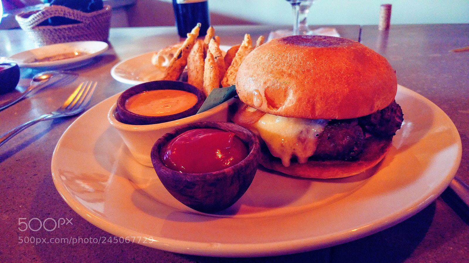 LG G5 sample photo. Burger and fries photography