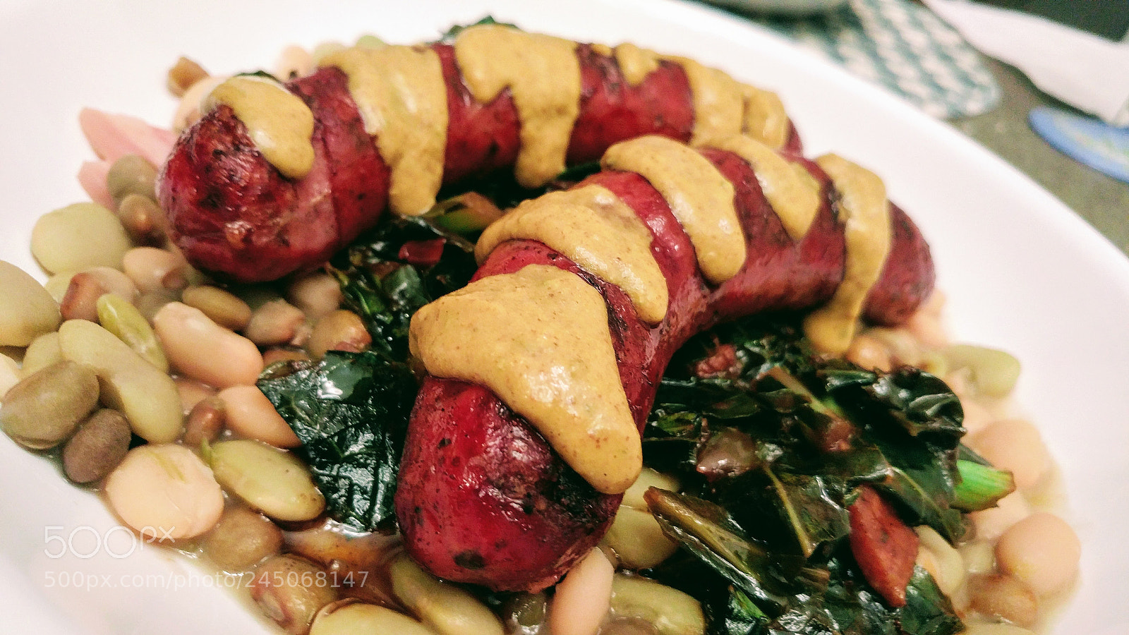LG G5 sample photo. Sausages over three beans photography