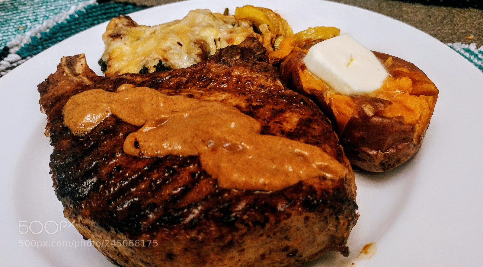 LG G5 sample photo. Steak and sweet potato photography