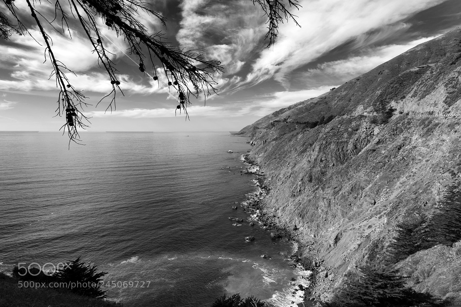 Sony a7R II sample photo. Big sur coastline _ bw photography