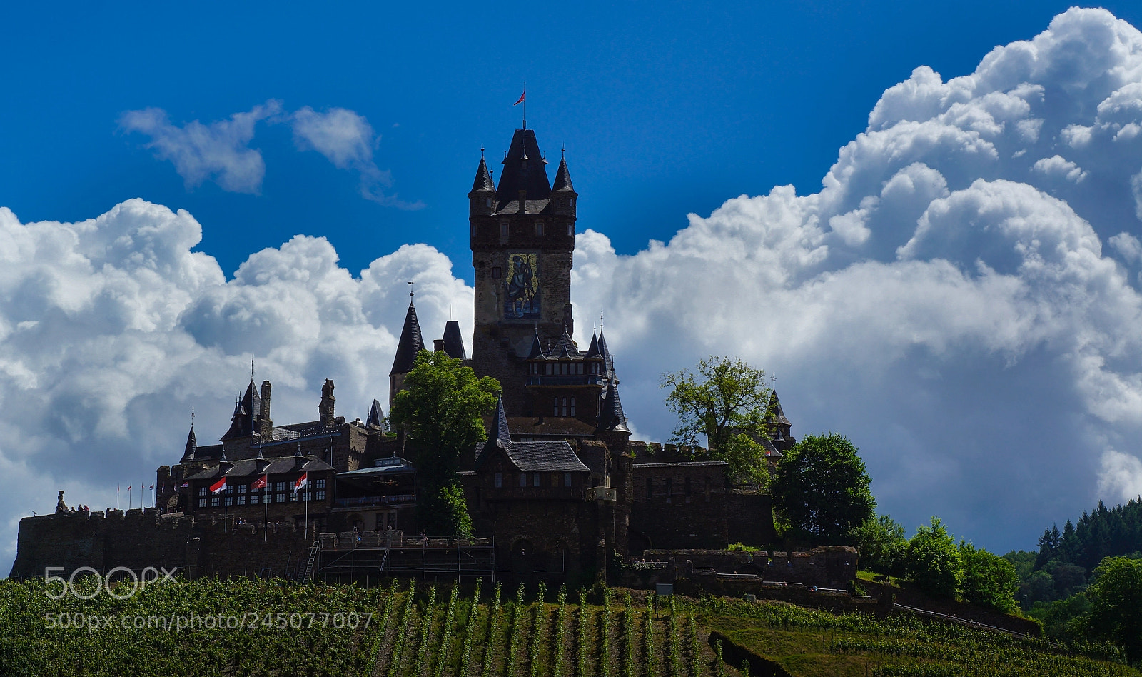 Sony Alpha NEX-5N sample photo. Explosive clouds cochem castle photography