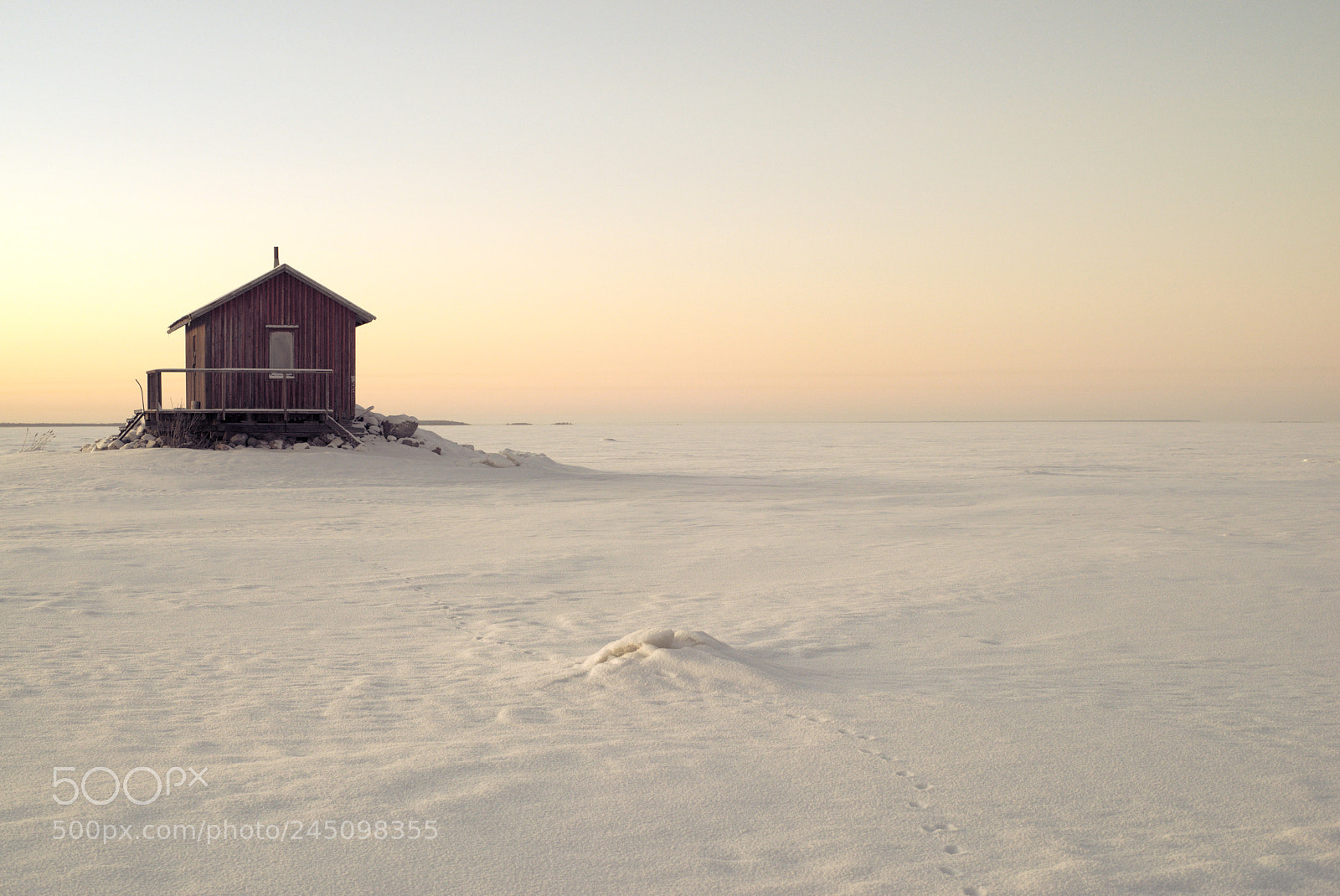 Pentax K-1 sample photo. Fishing hut and footsteps photography