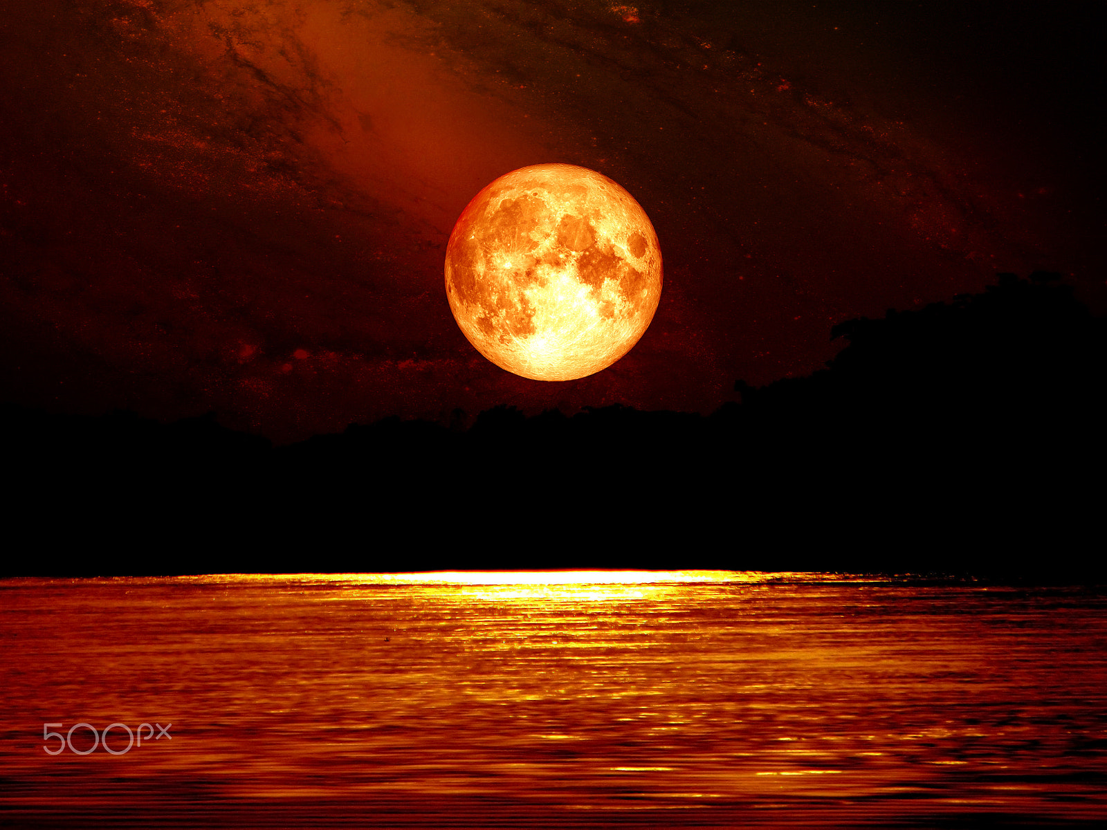 Samsung WB250F/WB251F/WB252F sample photo. Full blood moon sky and moonlight on river, elements of this ima photography