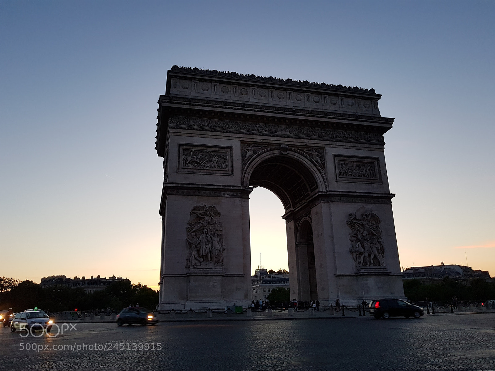 Samsung Galaxy S8 sample photo. Arc de triomphe sunset photography