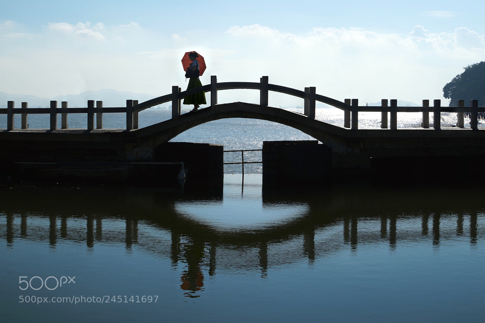 Sony SLT-A58 sample photo. Woman crossing a bridge photography