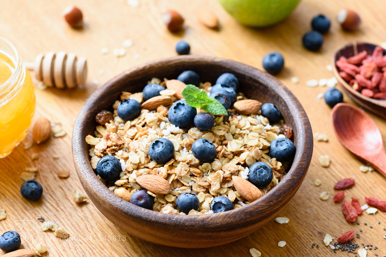 Nikon D810 sample photo. Homemade granola in wooden photography