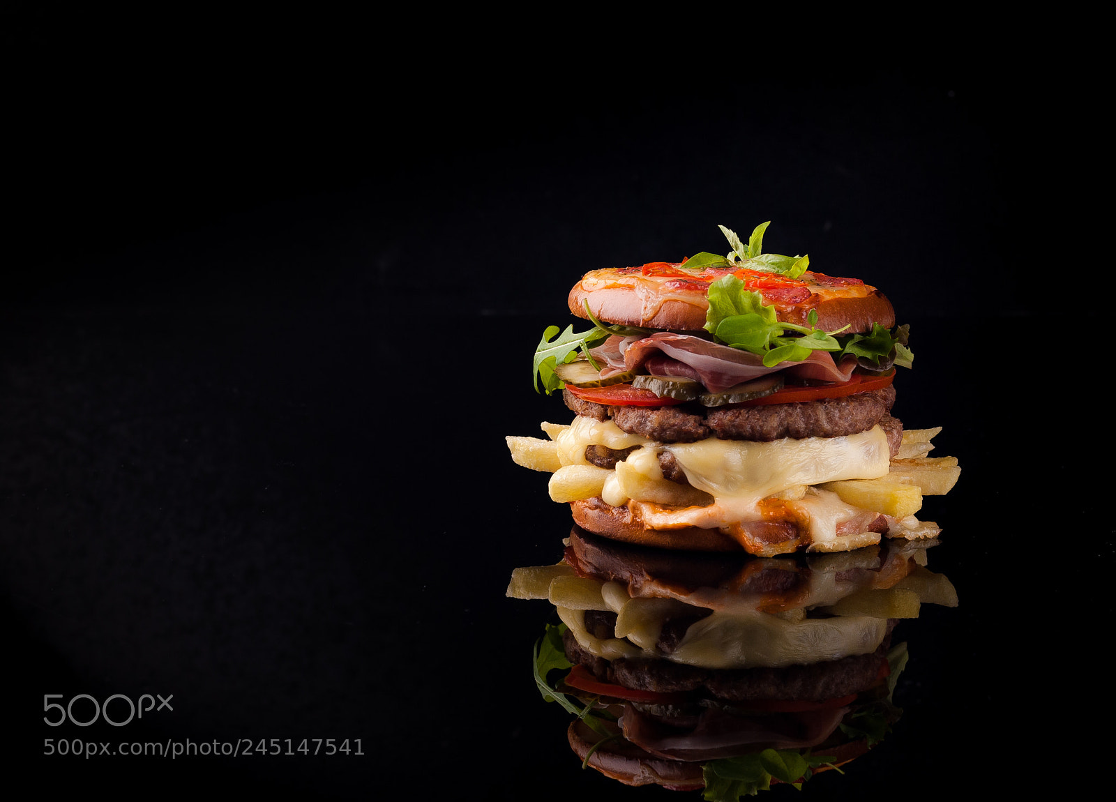 Nikon D200 sample photo. Double burger with potatoes photography