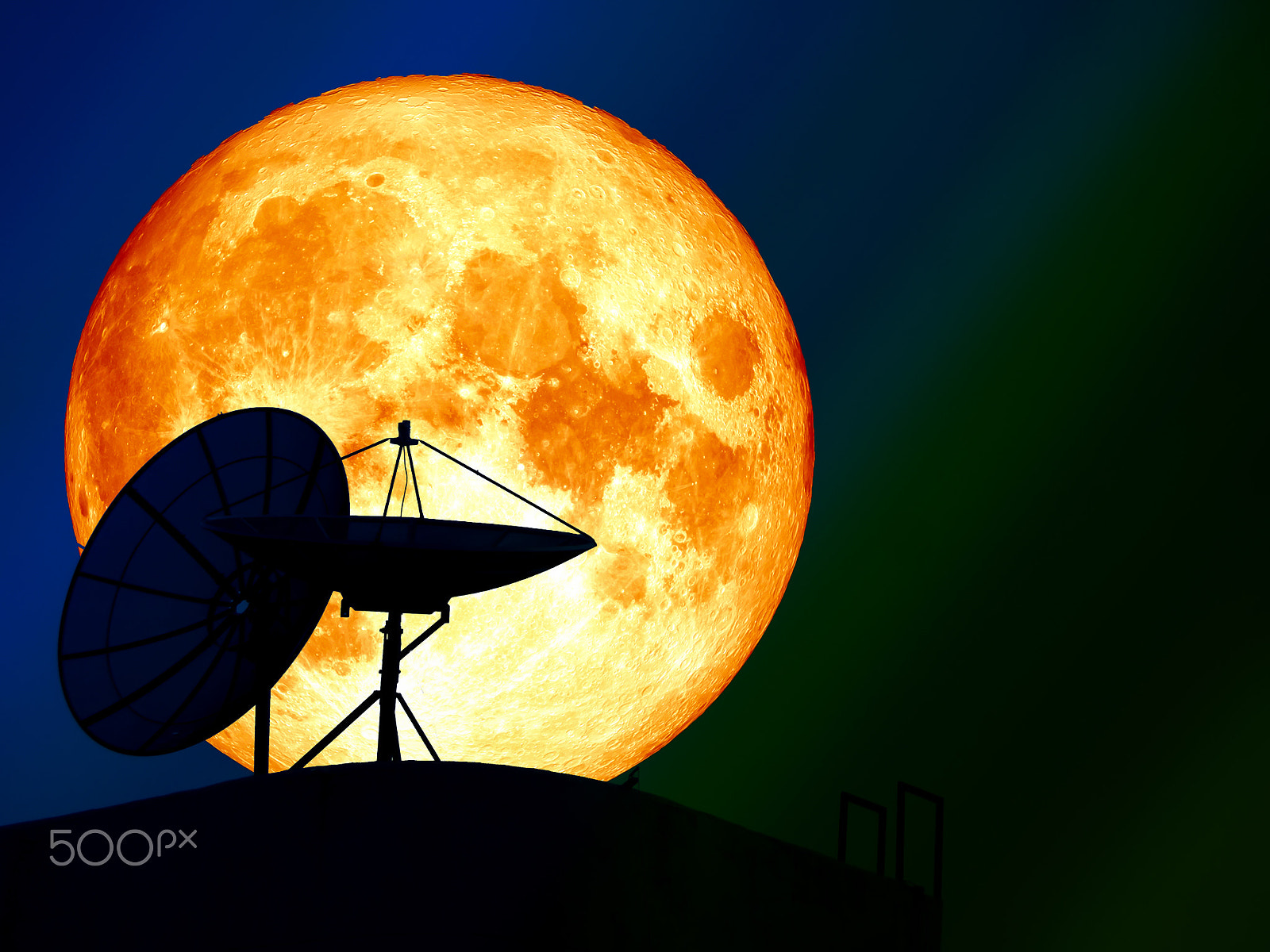 Samsung WB250F/WB251F/WB252F sample photo. Super blood moon over silhouette satellite dish night sky photography