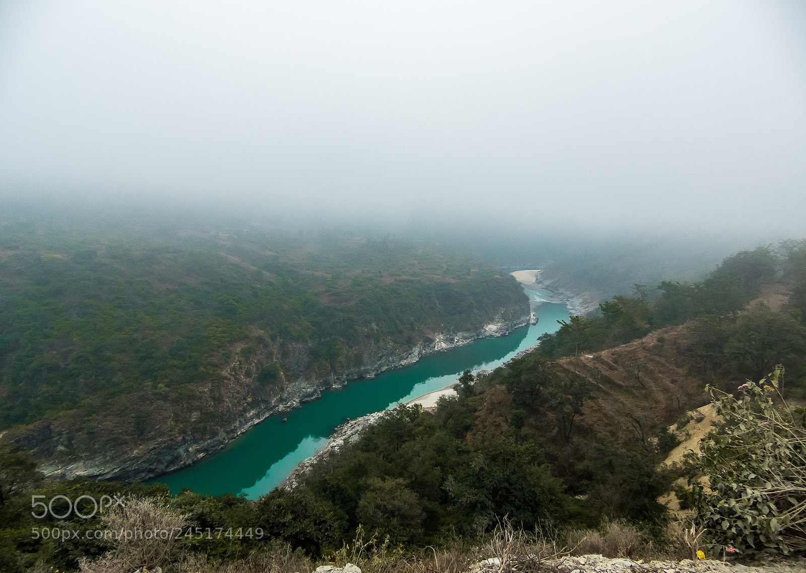 Nikon Coolpix B700 sample photo. River landscape over foggy photography