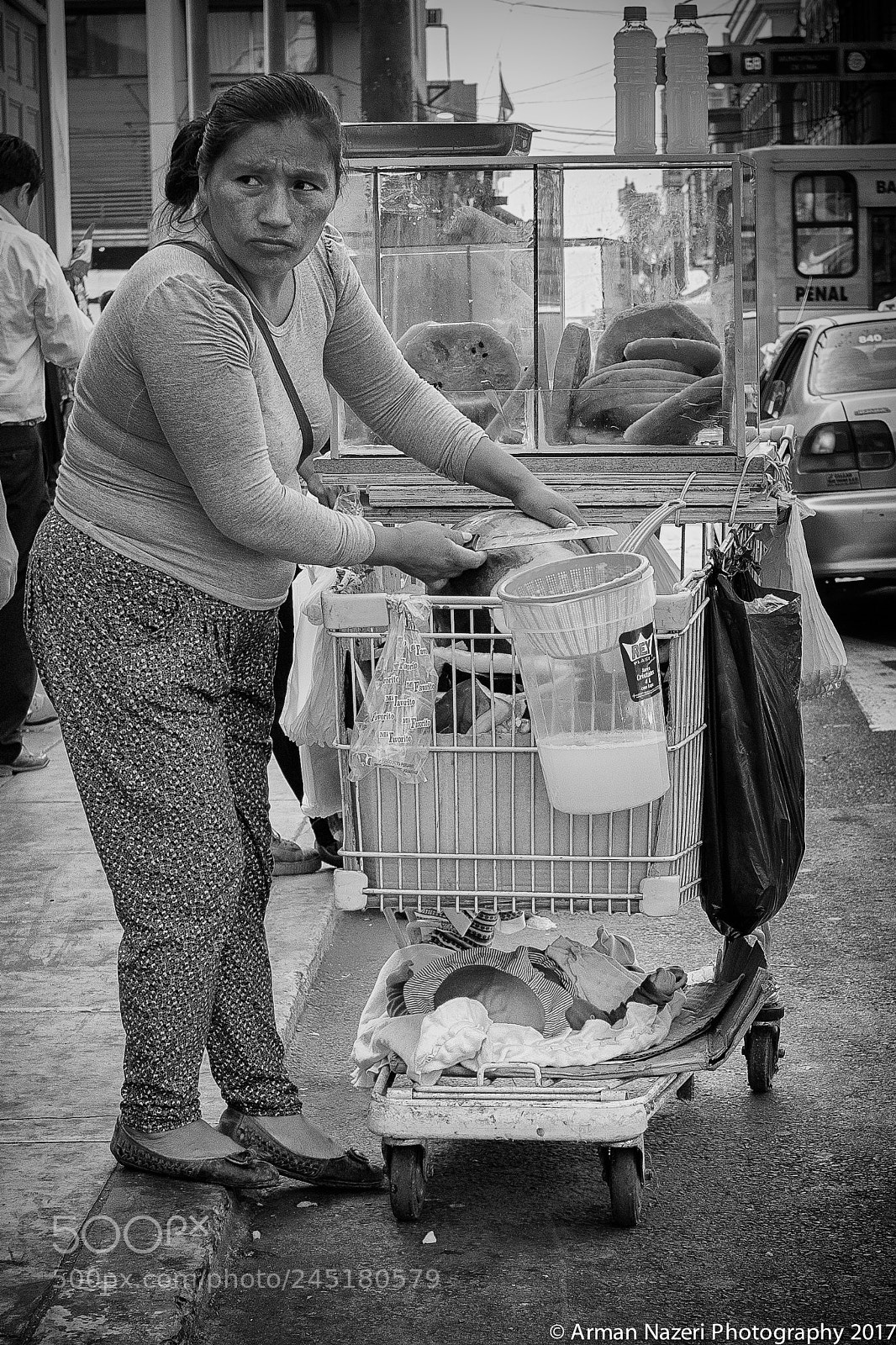 Olympus PEN-F sample photo. Shopping cart kid photography