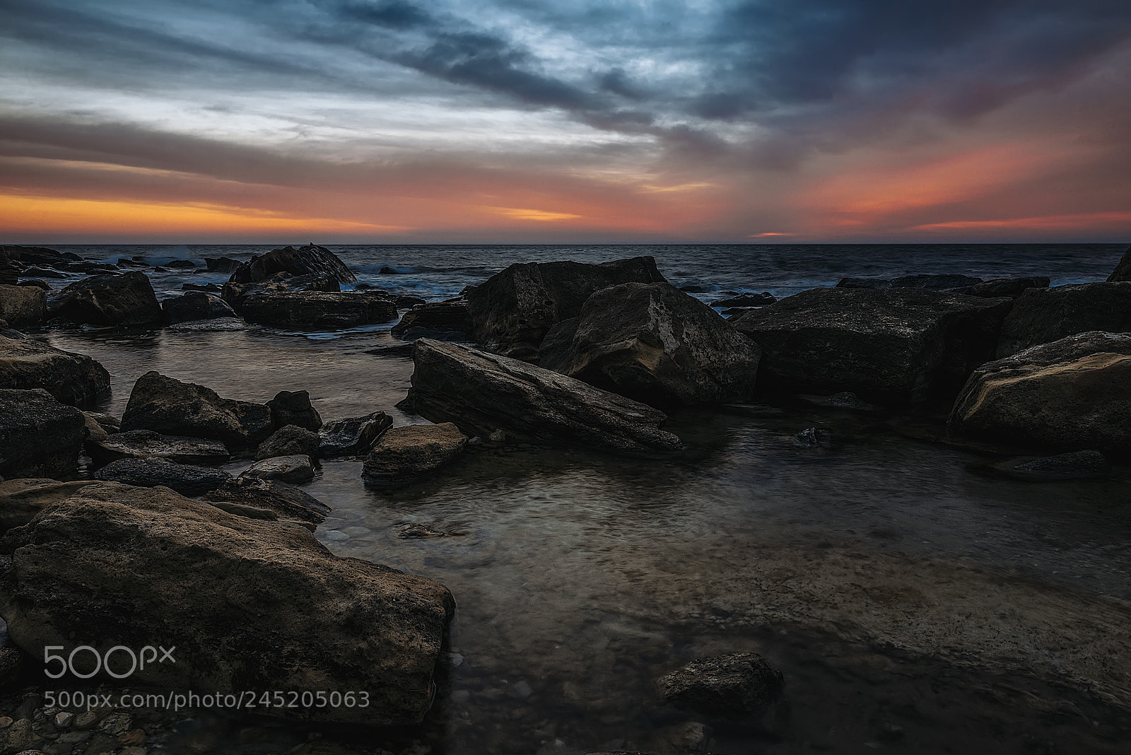 Nikon D600 sample photo. Sunrise at rocky beach photography