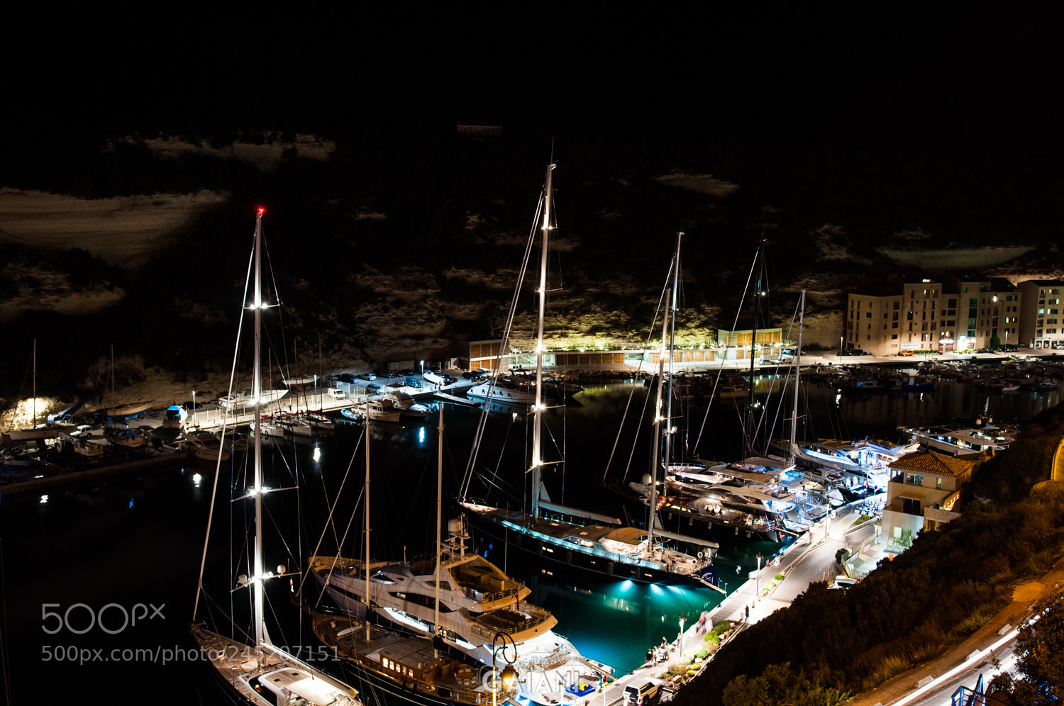 Nikon D90 sample photo. Bonifacio's harbor by night photography
