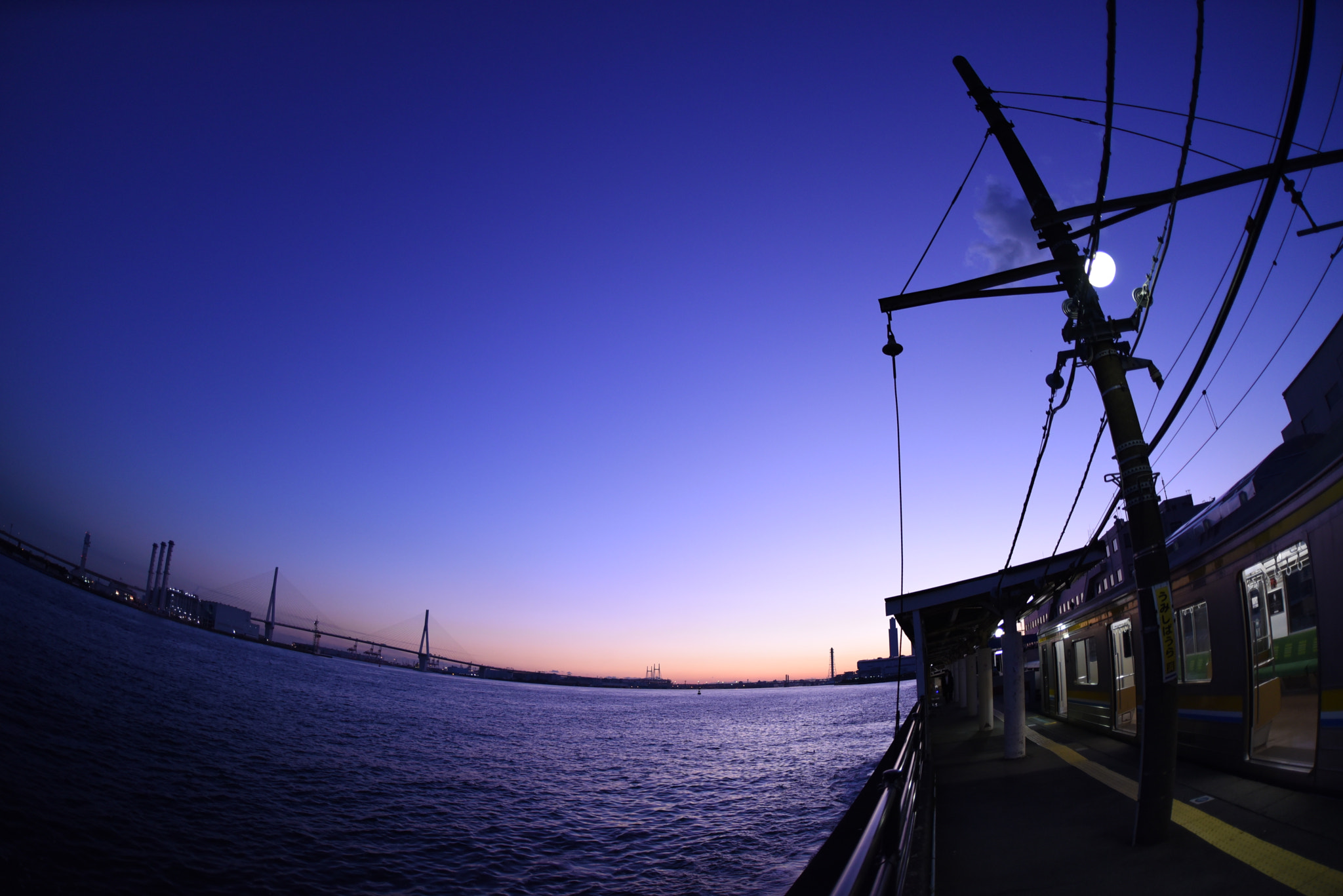 Nikon D750 + Sigma 15mm F2.8 EX DG Diagonal Fisheye sample photo. Dusk of a station photography