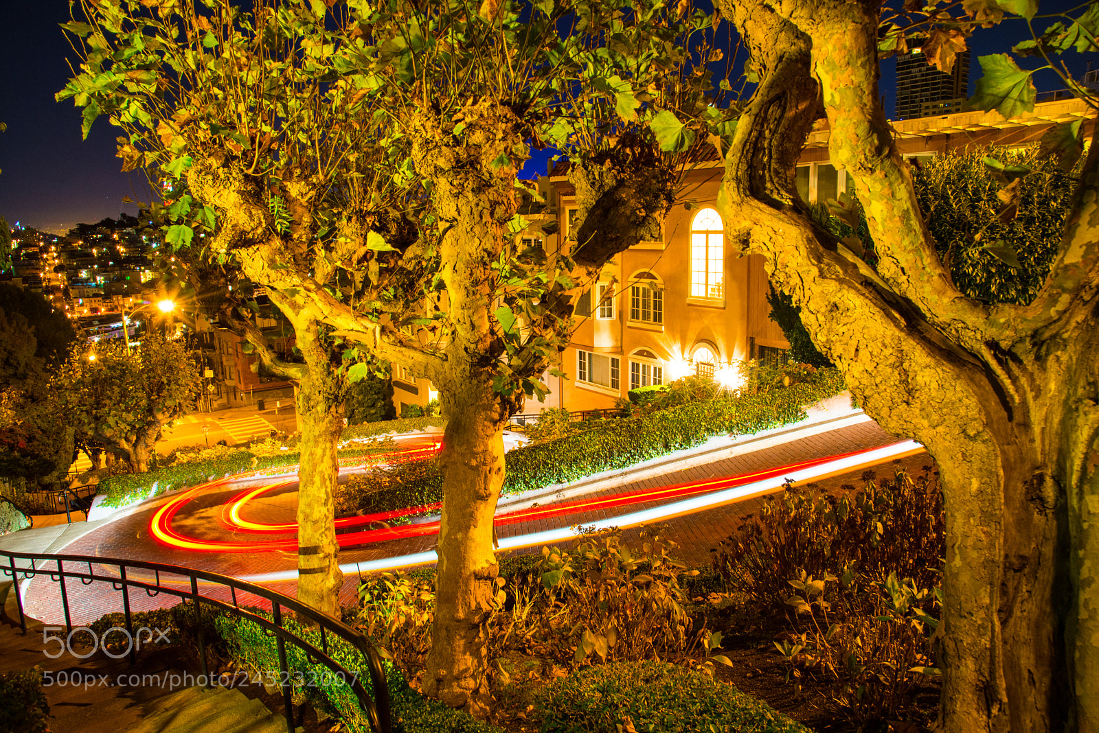 Nikon D610 sample photo. Crooked lighttrails @ lombard photography