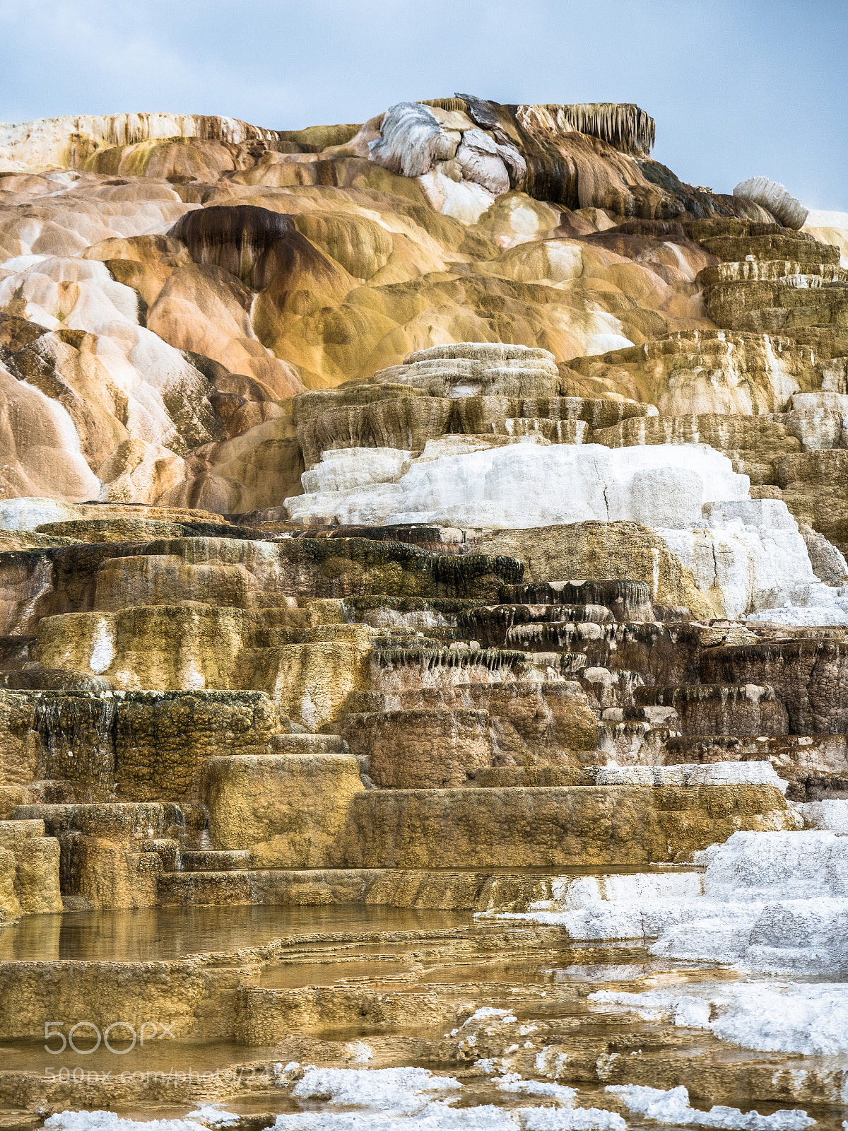 Olympus OM-D E-M5 II sample photo. Mammoth hot springs photography