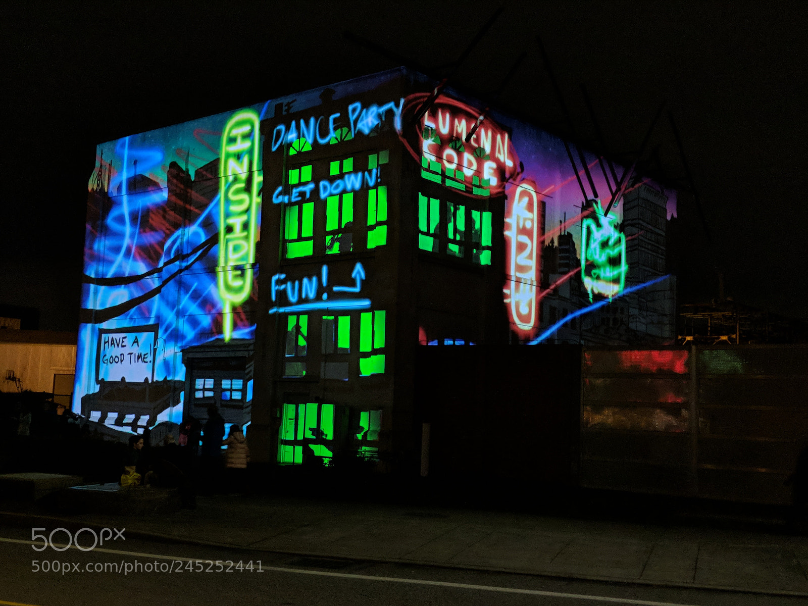Google Pixel 2 XL sample photo. Night graffiti photography