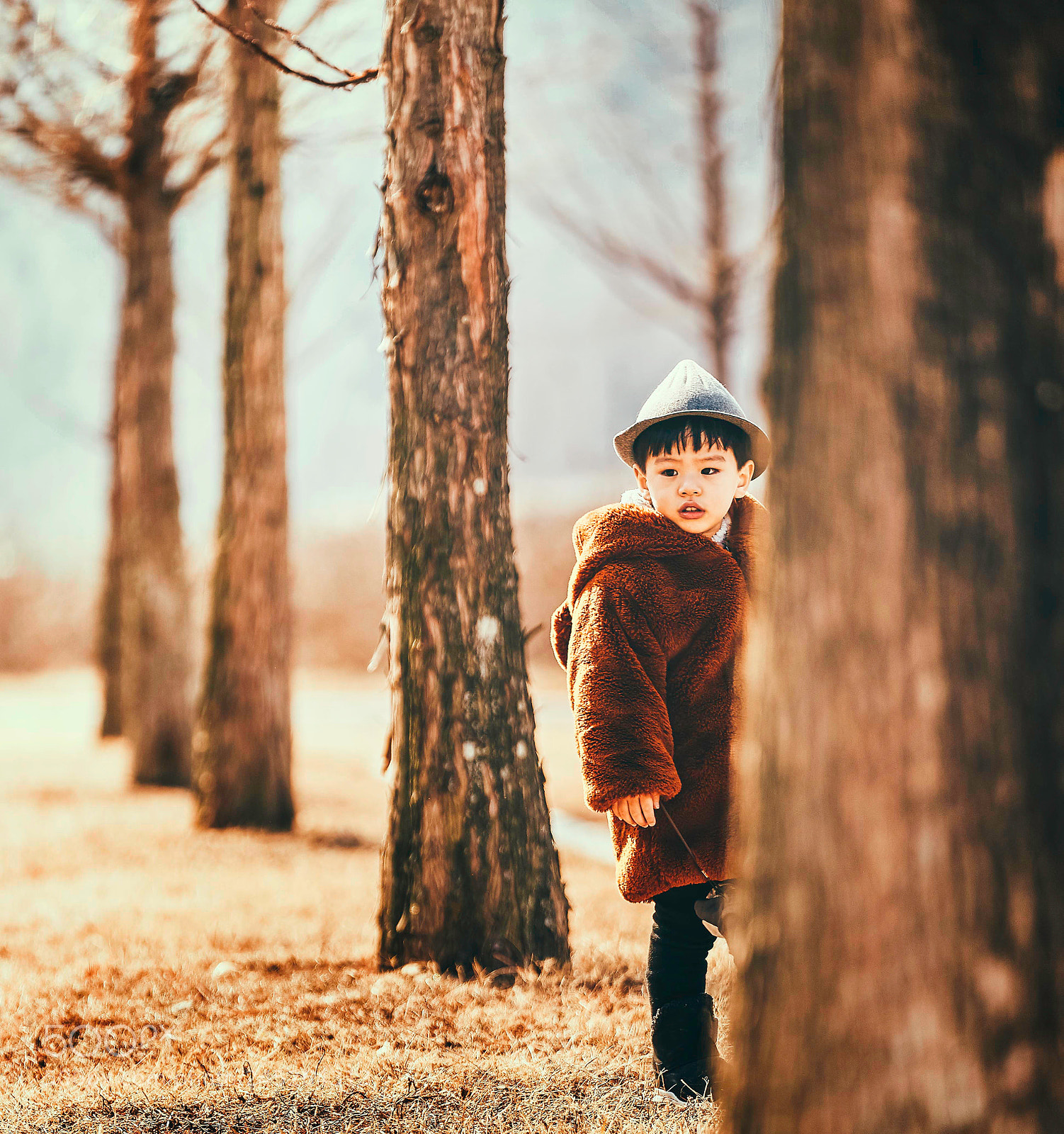 Sony a9 sample photo. Man hehind the tree photography