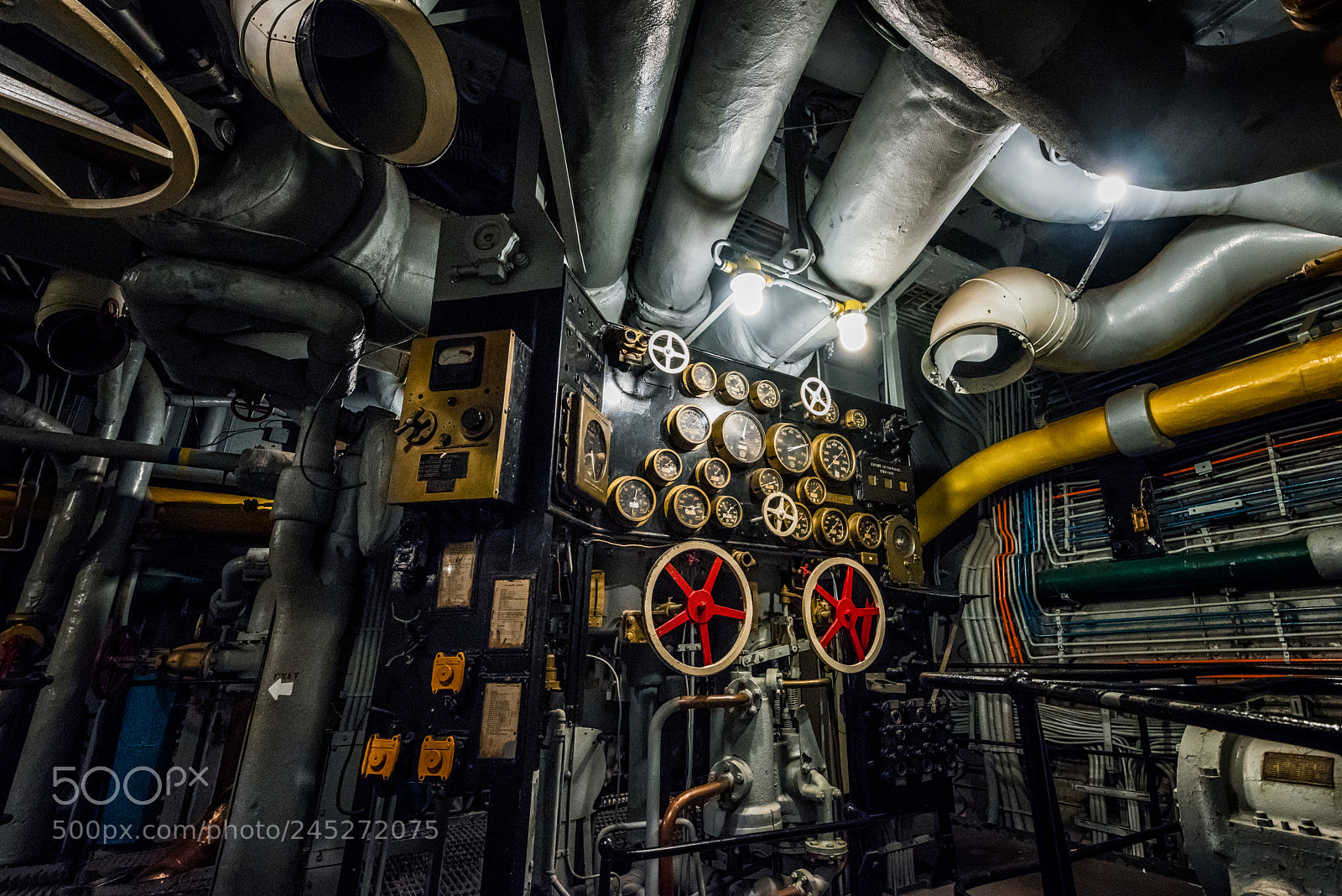 Nikon D810 sample photo. Battleship engine room photography