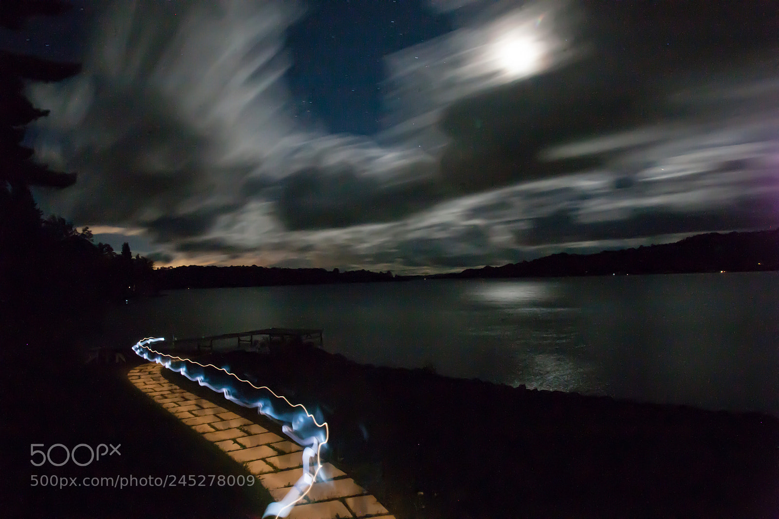 Canon EOS 5D sample photo. Moonlight over lake photography