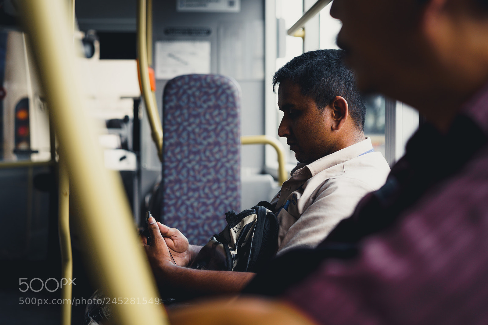 Sony a7 II sample photo. Man in public transport photography
