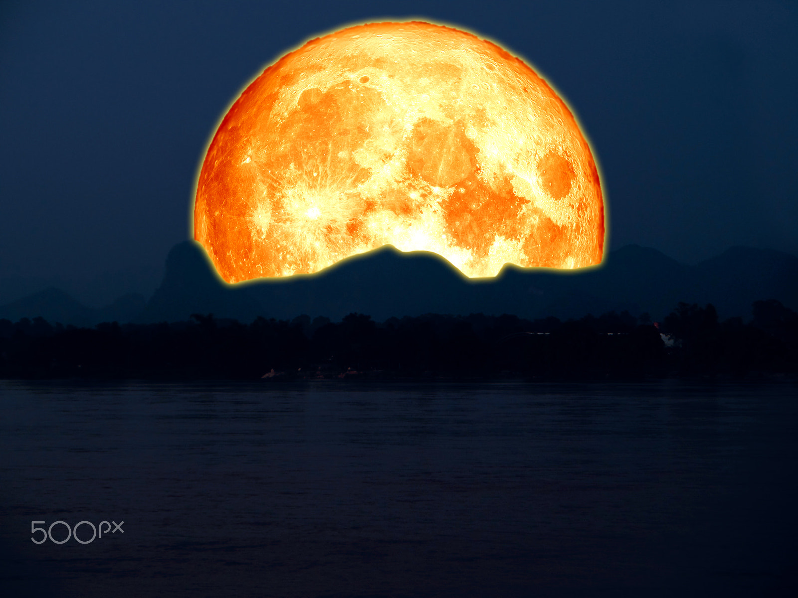 Samsung WB250F/WB251F/WB252F sample photo. Super full blood moon back mountain night sky photography