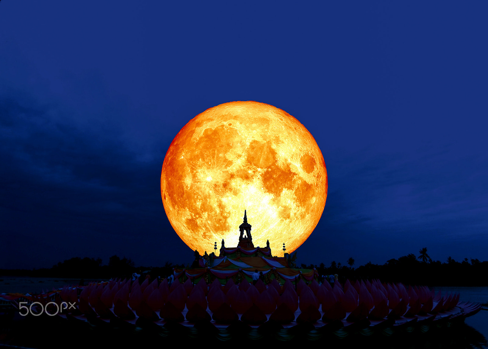 Samsung WB250F/WB251F/WB252F sample photo. Lotus floating place full blood moon back night sky photography