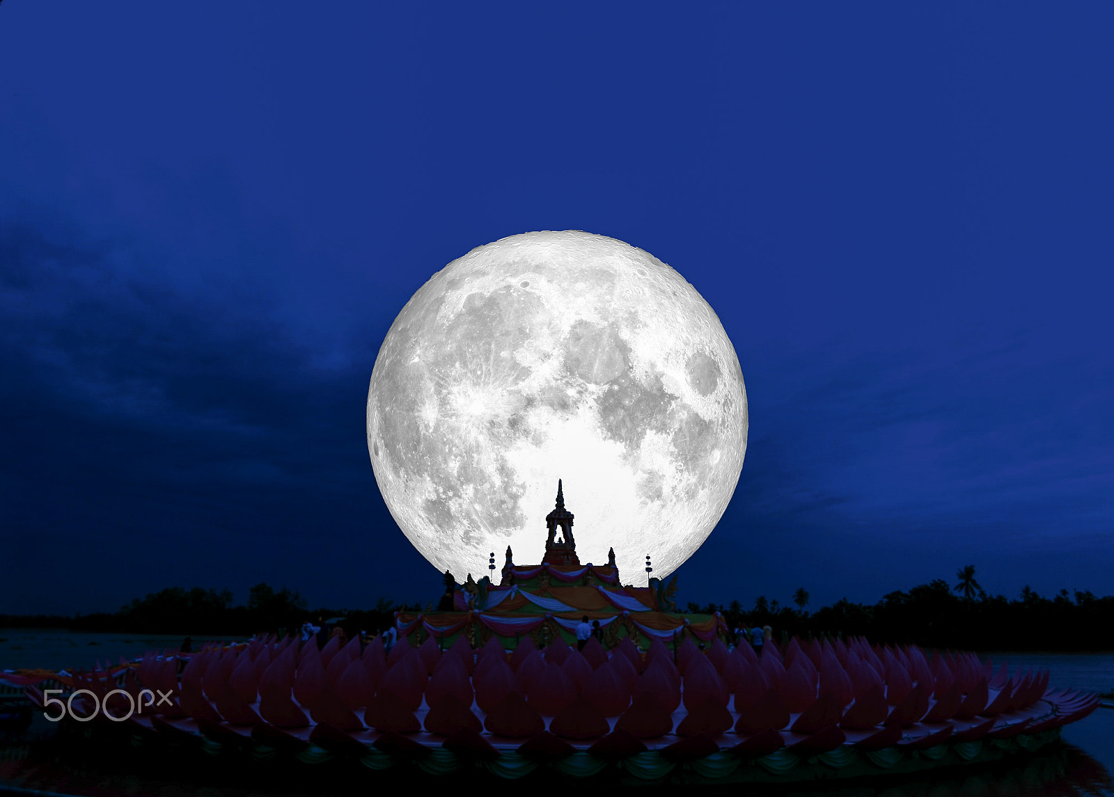 Samsung WB250F/WB251F/WB252F sample photo. Lotus floating place full moon back night sky photography