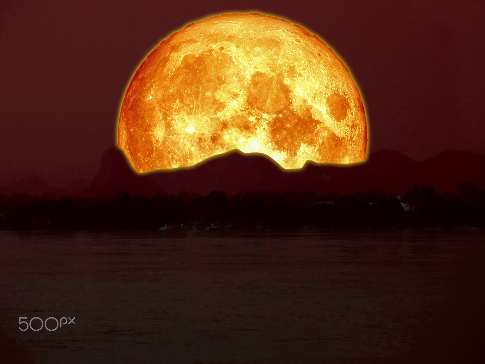 Samsung WB250F/WB251F/WB252F sample photo. Super full blood moon back mountain dark red sky photography